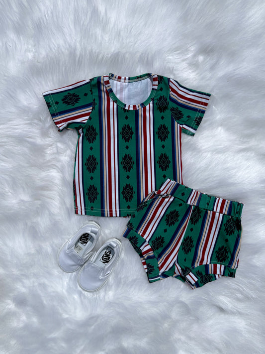 Green Aztec Short Set