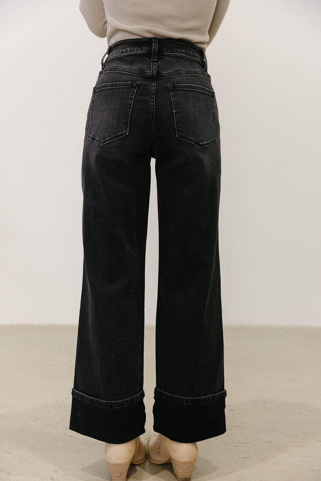 The Emaline Wide Leg Jean in Black