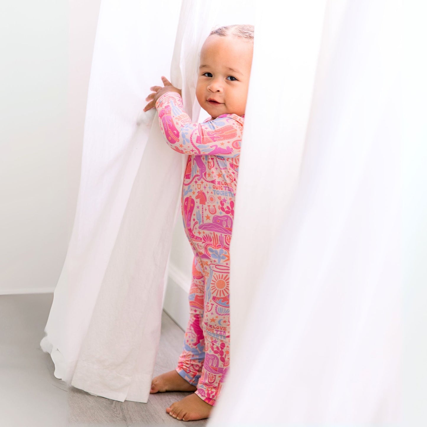 Saddle Up | Bamboo Footless Onesie Romper | "I Love Our Time Together" | Thermo-Regulating, Double Zipper, 4-Way Stretch