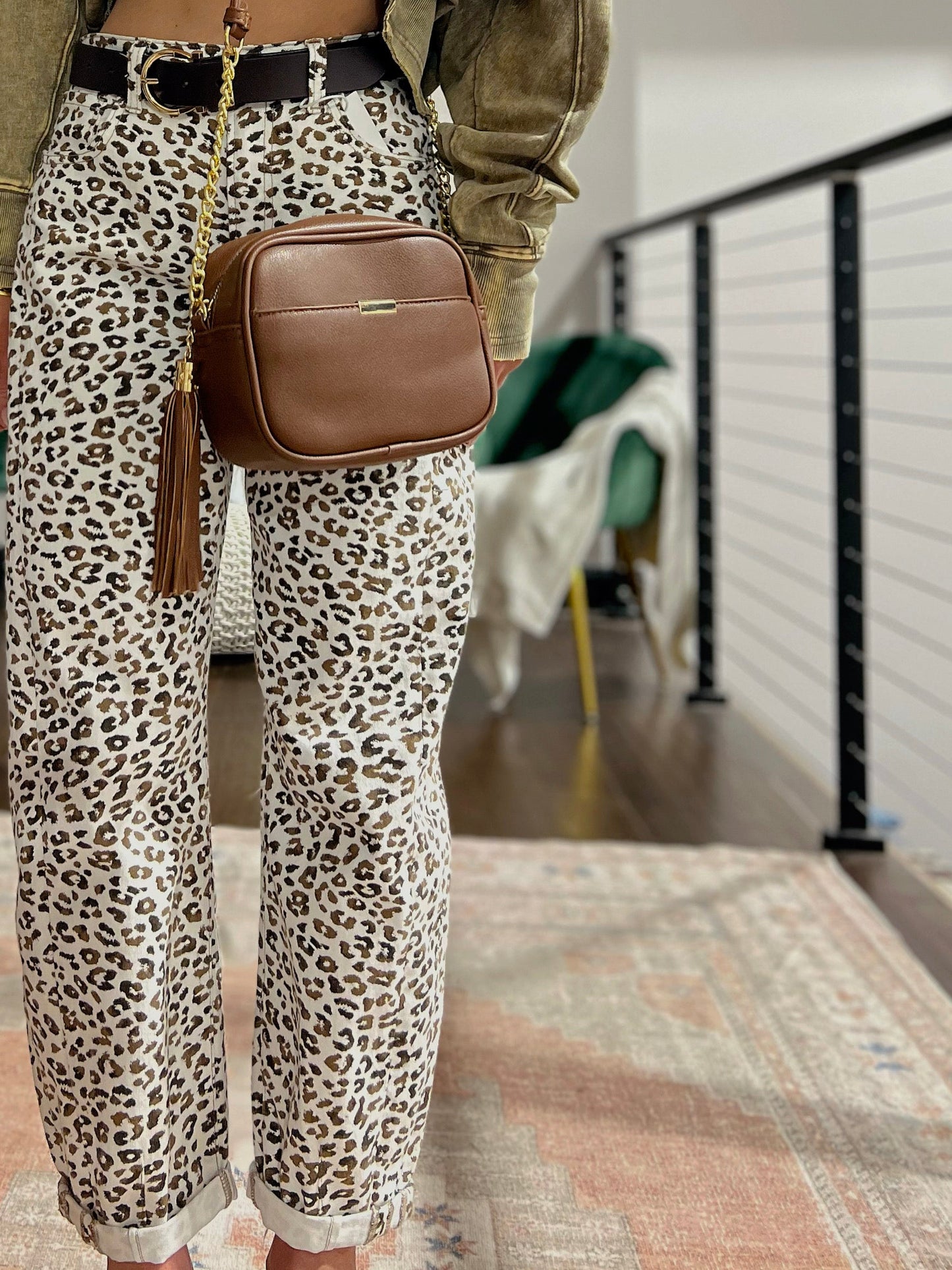 The Carlton Leopard Barrel Jean