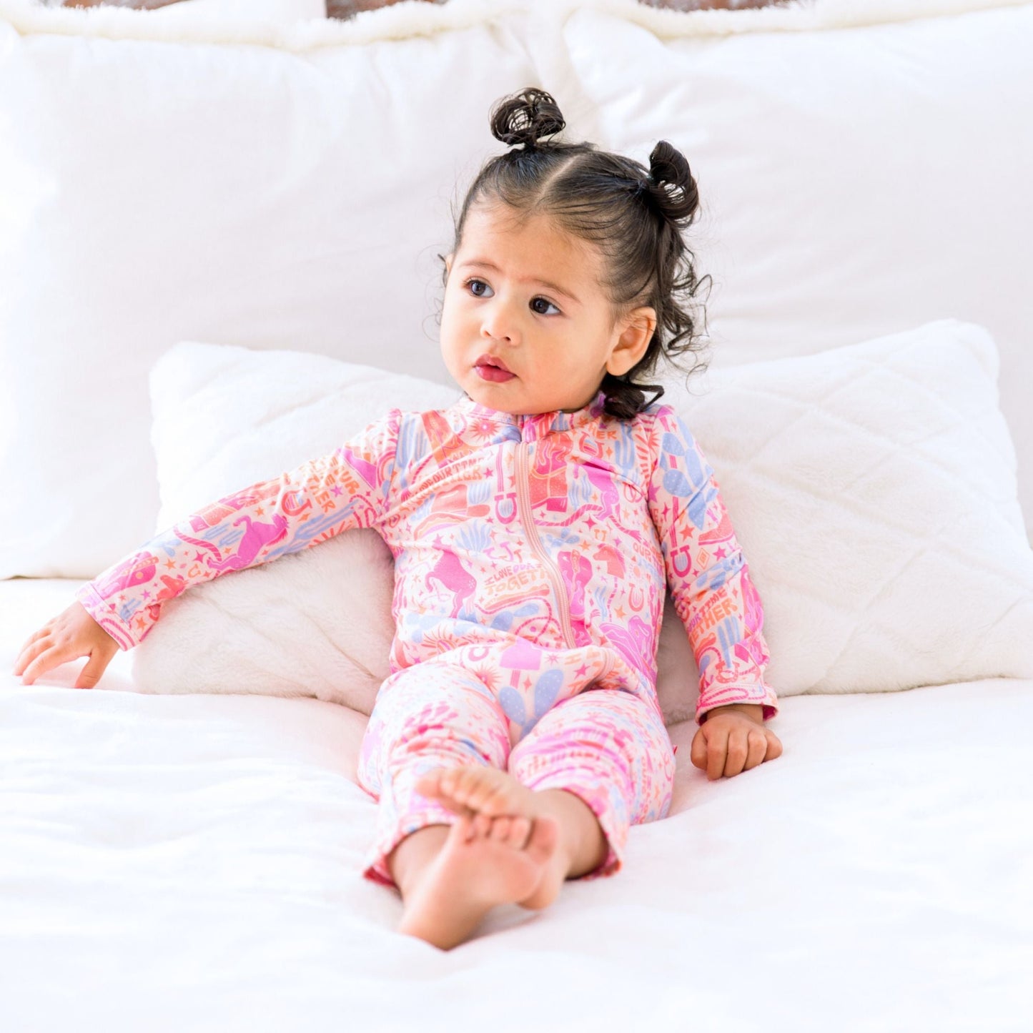 Saddle Up | Bamboo Footless Onesie Romper | "I Love Our Time Together" | Thermo-Regulating, Double Zipper, 4-Way Stretch