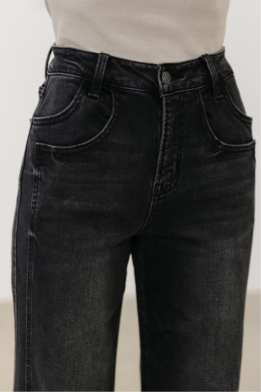 The Emaline Wide Leg Jean in Black