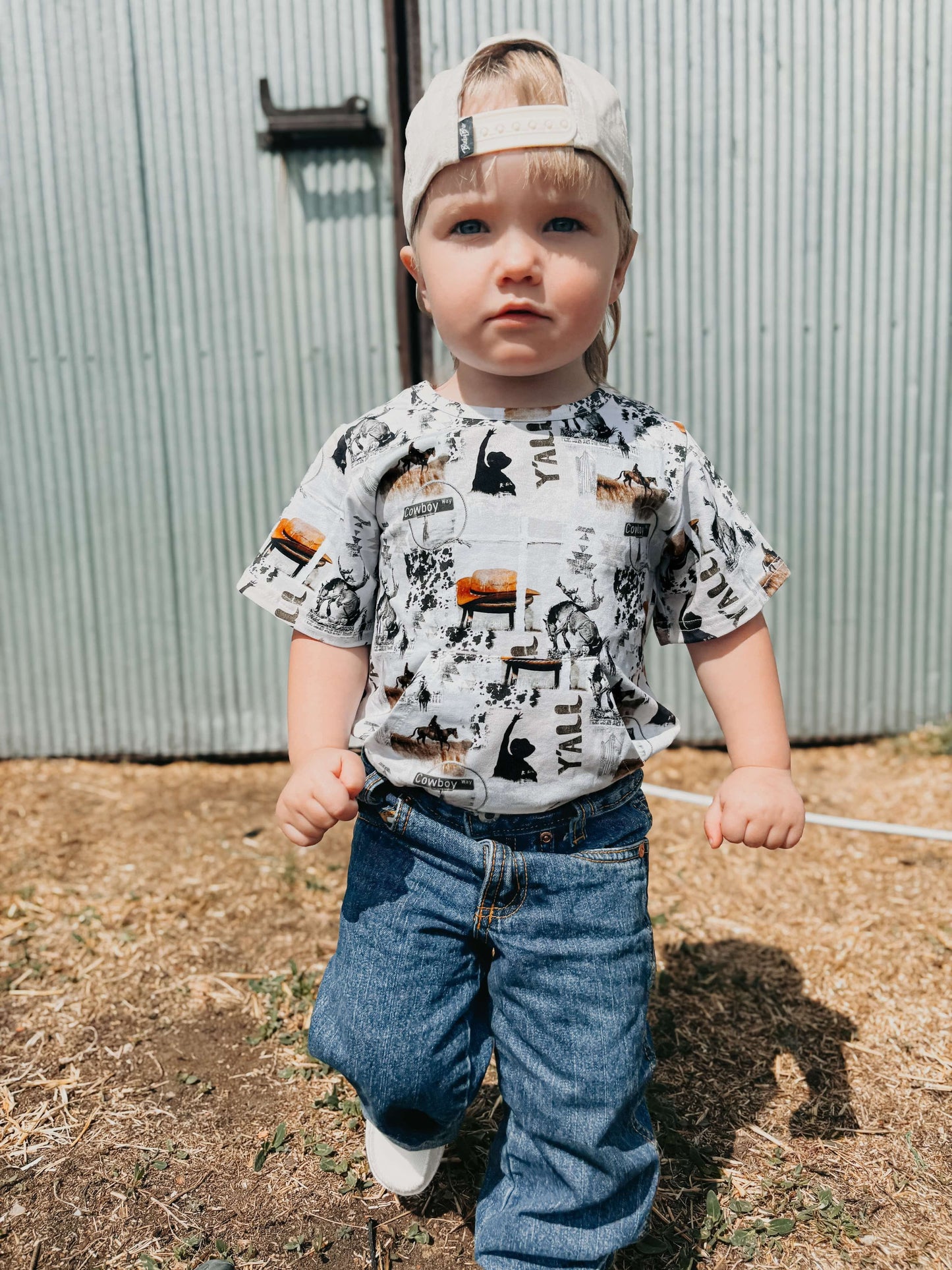 Cowboy Collage Bubble Romper