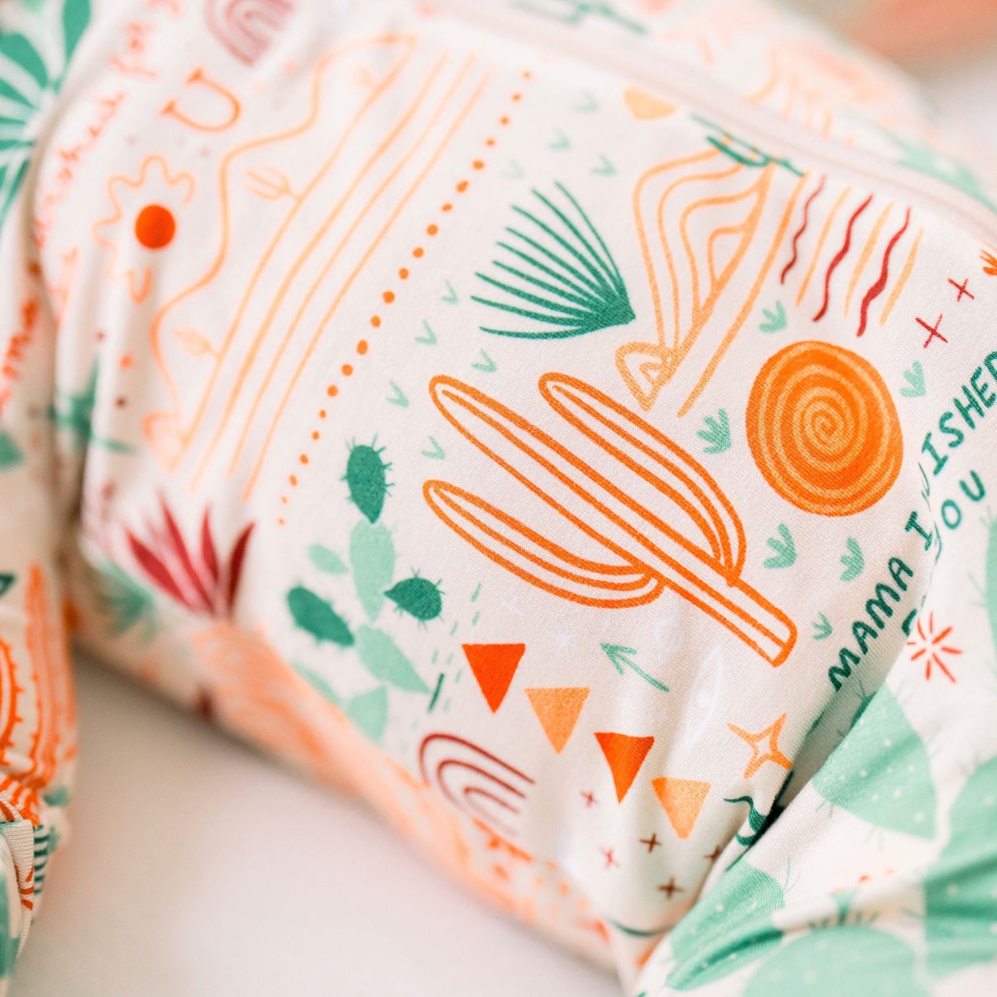 Desert Cactus Vibes | Bamboo Footie Onesie Sleeper | "Mama, I Wished for You" | Thermo-Regulating, Double Zipper, 4-Way Stretch