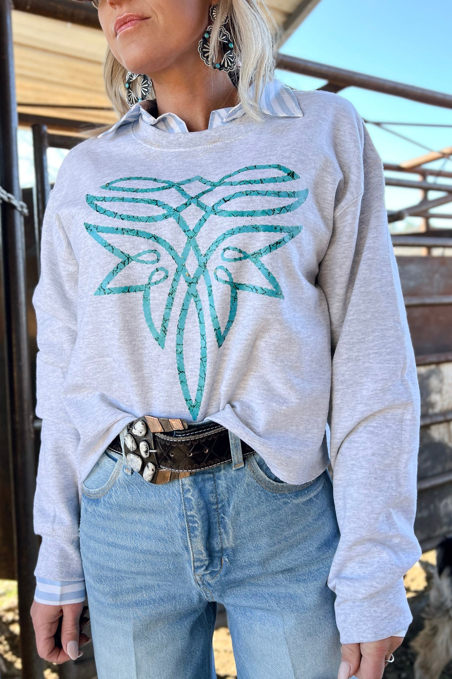 The Turquoise Boot Stitch Graphic Sweatshirt