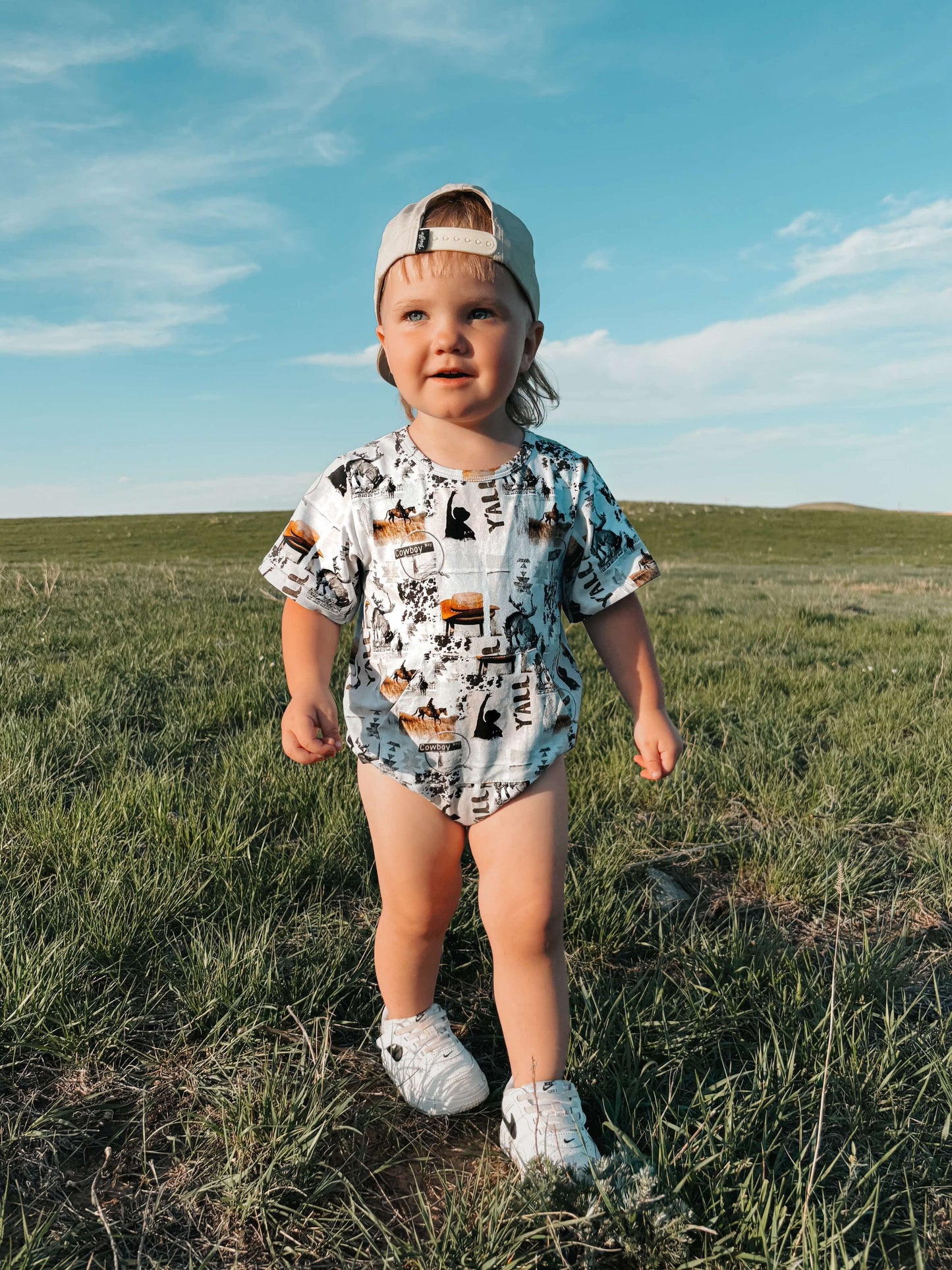 Cowboy Collage Bubble Romper