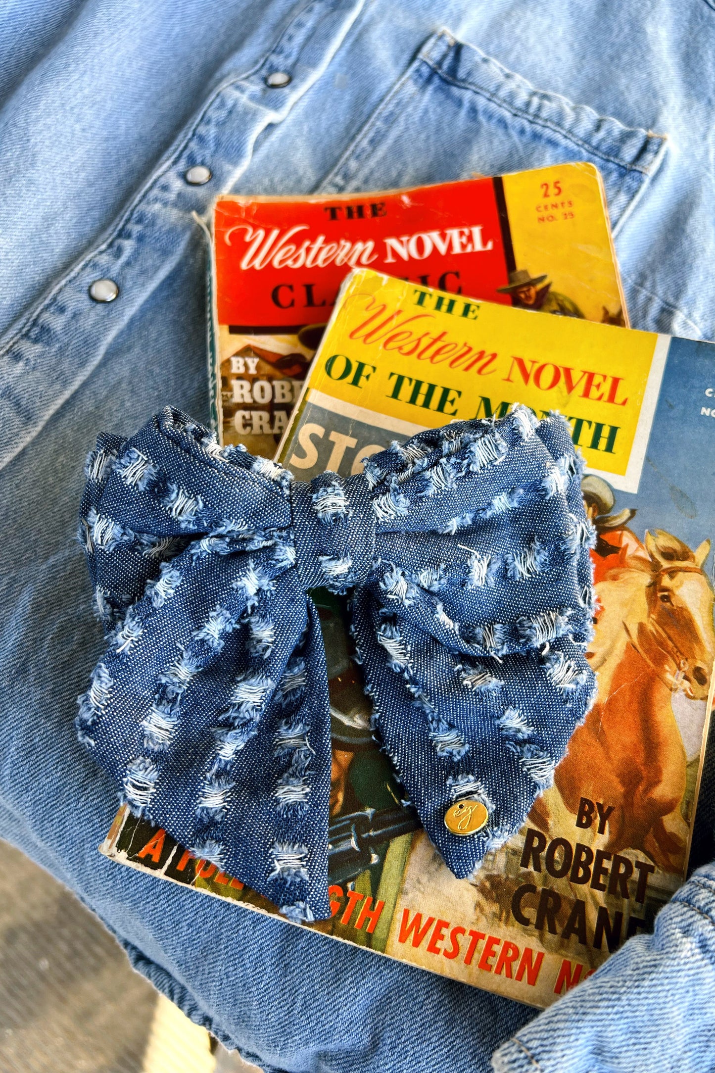 The Denim Daisy Bow Clip