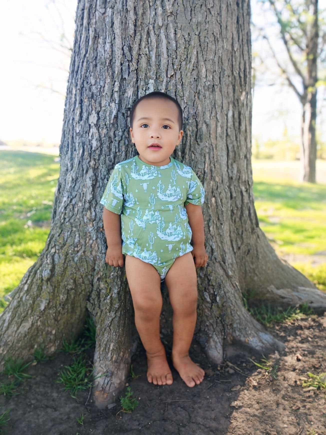 Green Western Bubble Romper