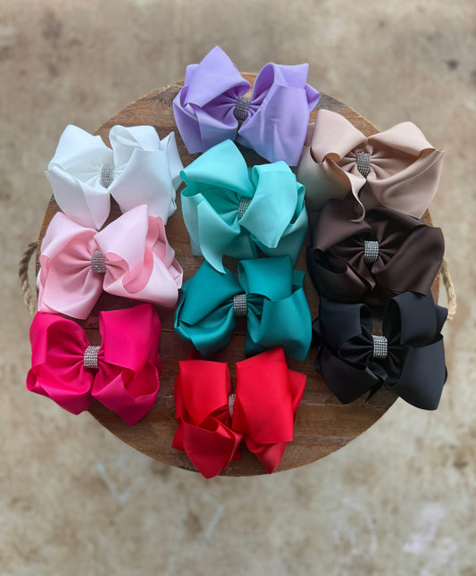 Solid 7.5 inch bedazzled bows