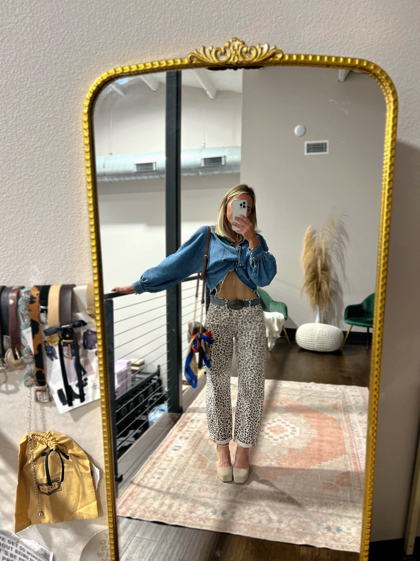 The Carlton Leopard Barrel Jean