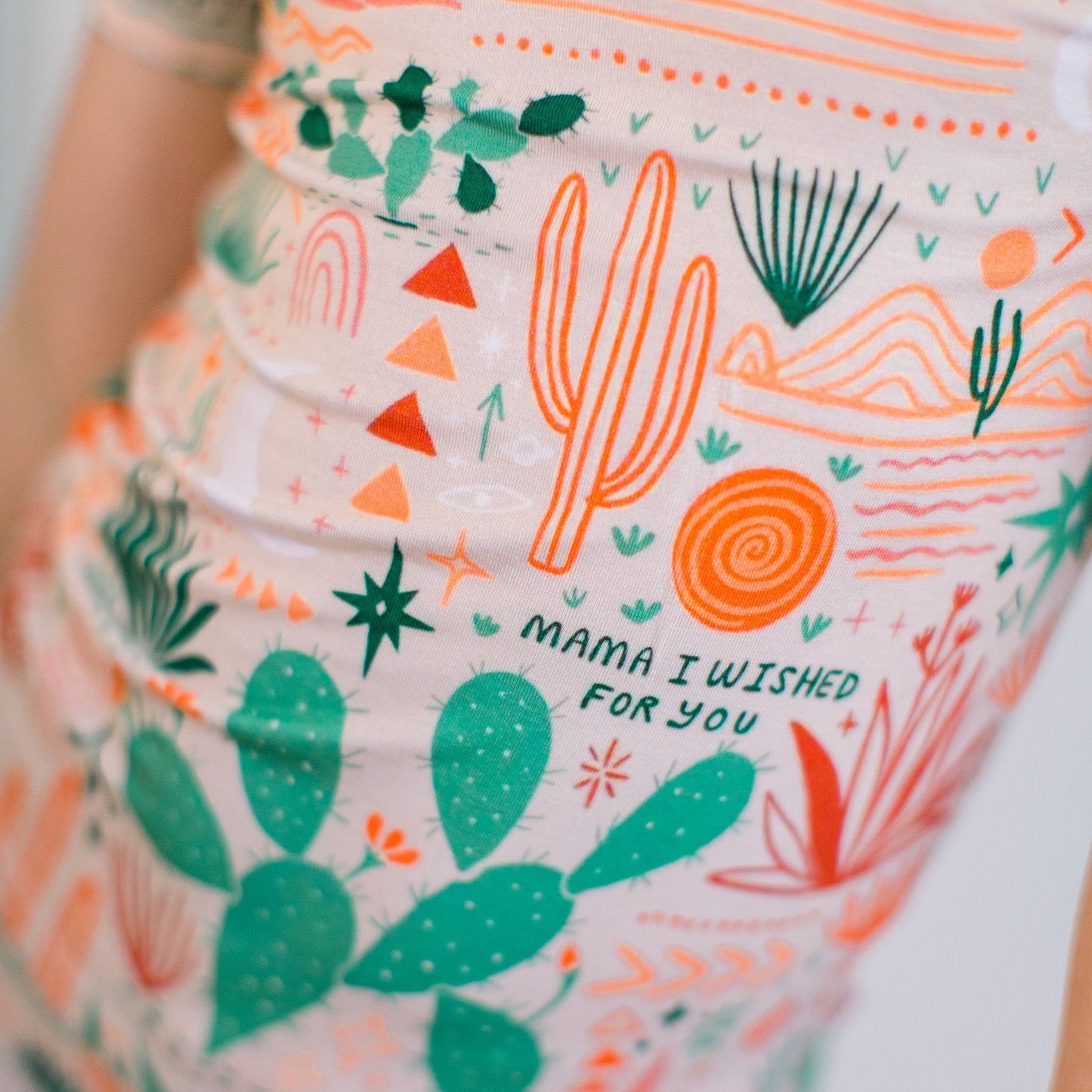 Desert Cactus Vibes | Bamboo Short Sleeve Pajamas | "Mama, I Wished for You" | Thermo-Regulating, 4-Way Stretch | OEKO-Tex Safe