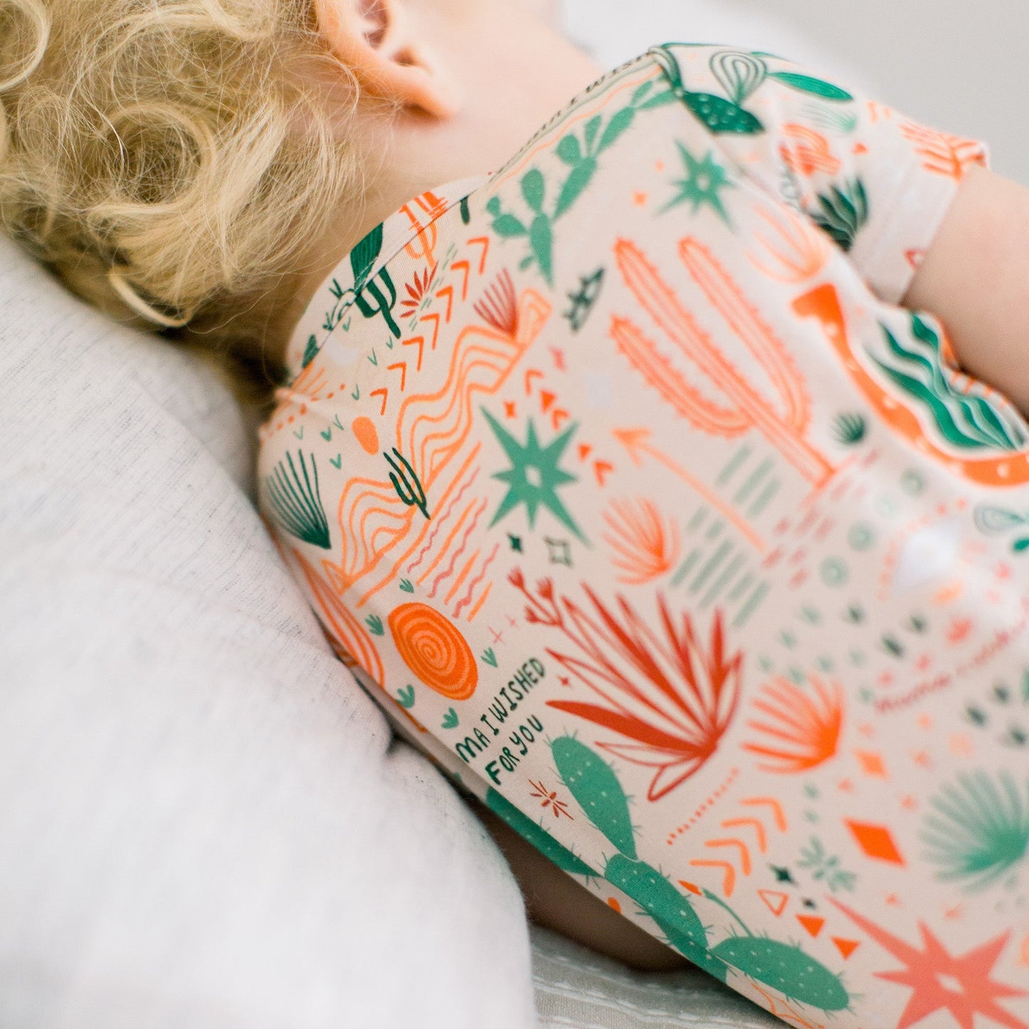 Desert Cactus Vibes | Bamboo Short Sleeve Pajamas | "Mama, I Wished for You" | Thermo-Regulating, 4-Way Stretch | OEKO-Tex Safe