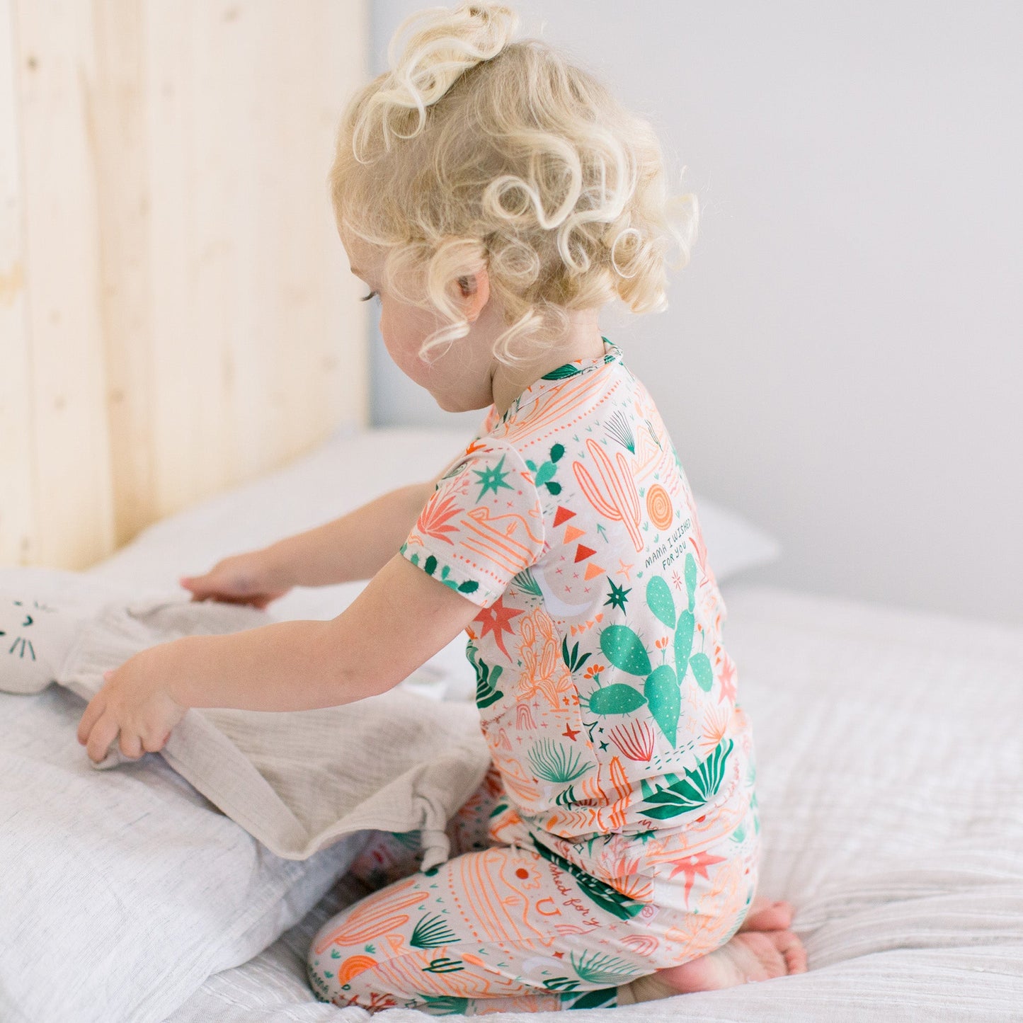Desert Cactus Vibes | Bamboo Short Sleeve Pajamas | "Mama, I Wished for You" | Thermo-Regulating, 4-Way Stretch | OEKO-Tex Safe
