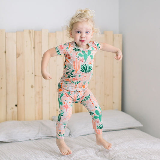 Desert Cactus Vibes | Bamboo Short Sleeve Pajamas | "Mama, I Wished for You" | Thermo-Regulating, 4-Way Stretch | OEKO-Tex Safe