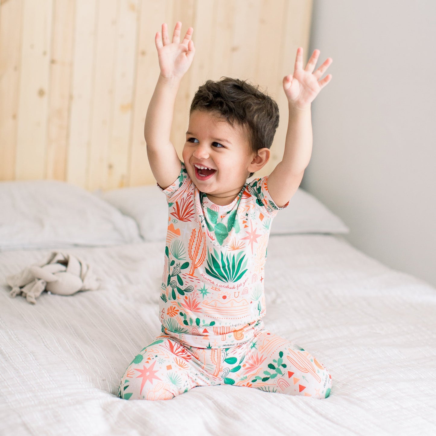Desert Cactus Vibes | Bamboo Short Sleeve Pajamas | "Mama, I Wished for You" | Thermo-Regulating, 4-Way Stretch | OEKO-Tex Safe