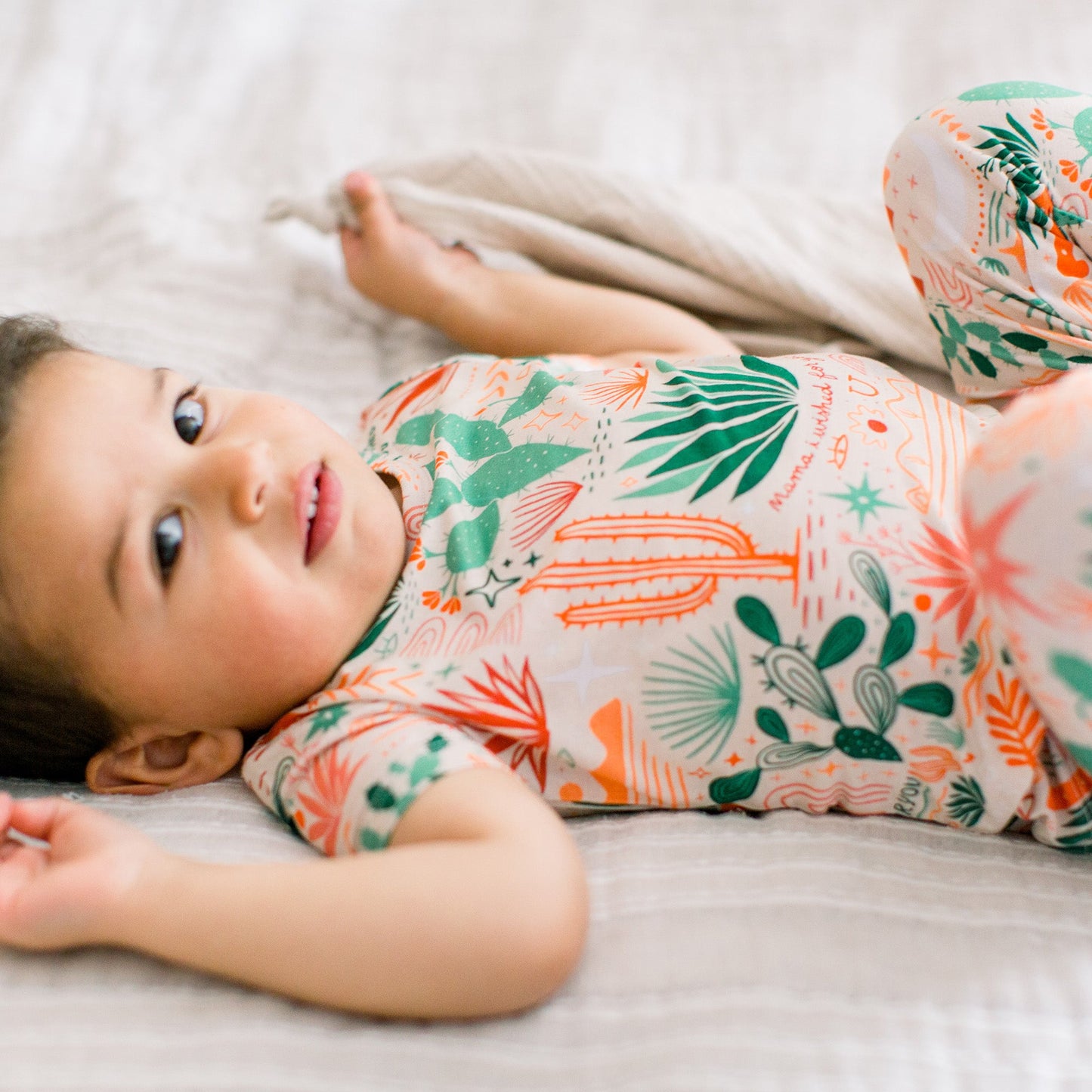 Desert Cactus Vibes | Bamboo Short Sleeve Pajamas | "Mama, I Wished for You" | Thermo-Regulating, 4-Way Stretch | OEKO-Tex Safe