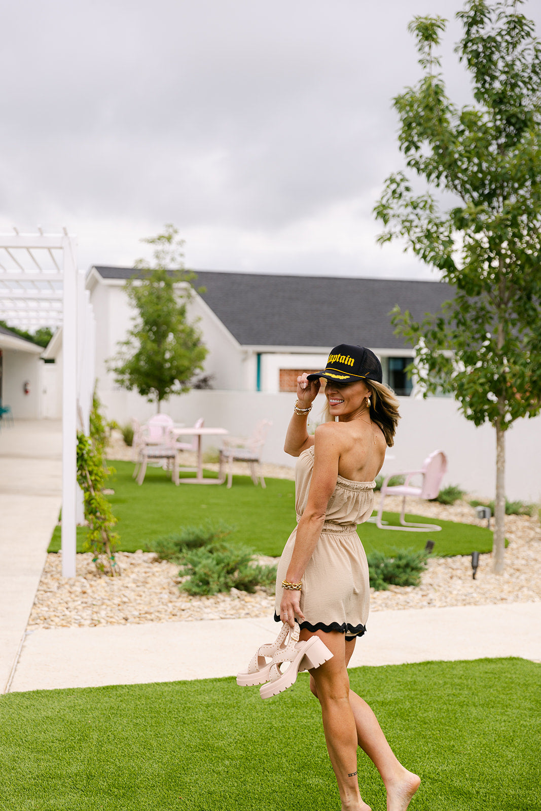 The Haven Romper in Tan