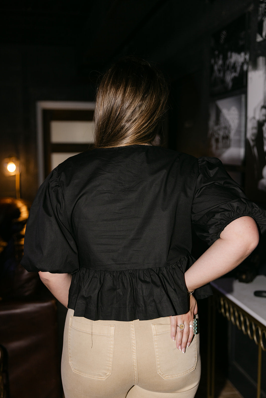 The Elma Front Tie Top in Black