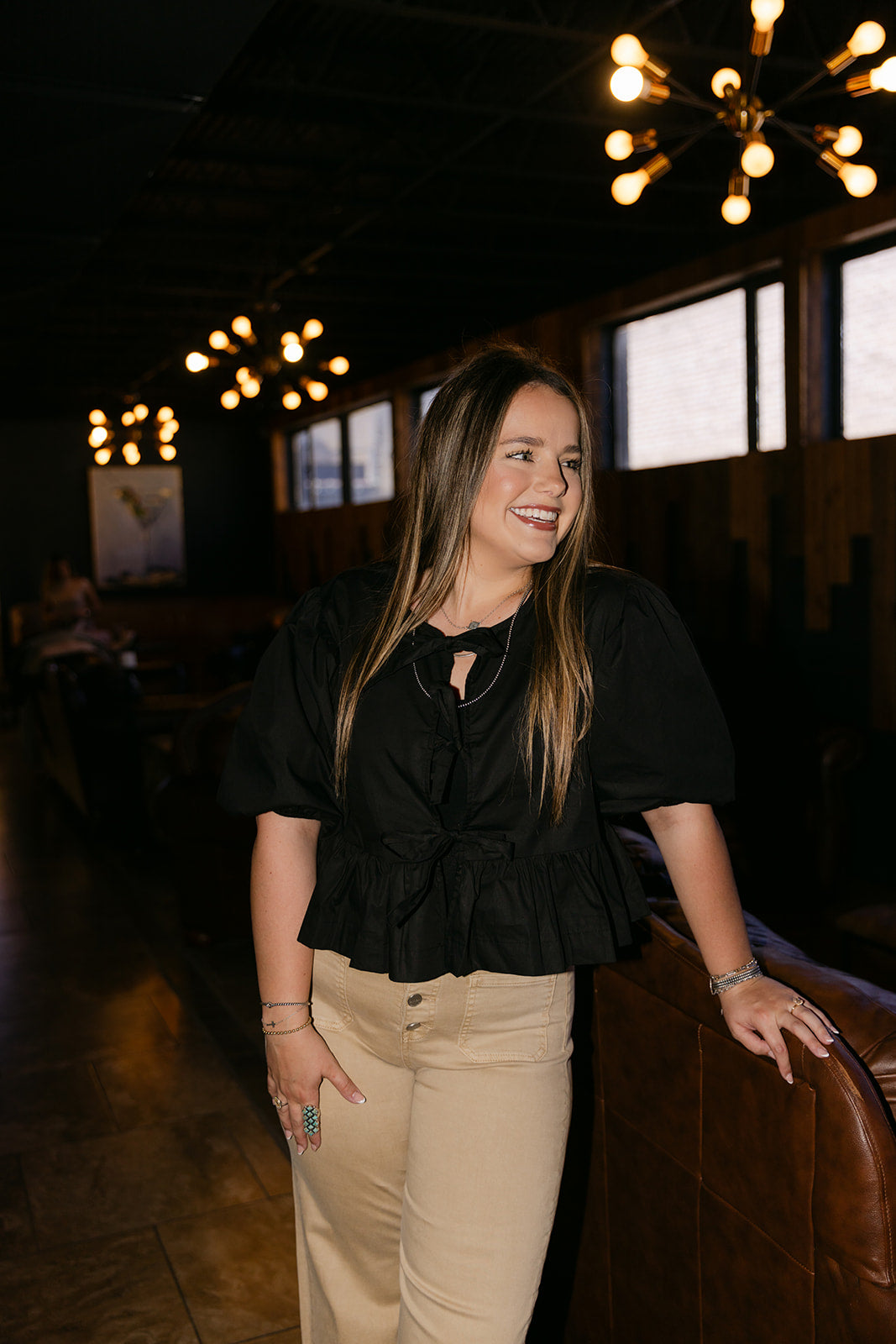 The Elma Front Tie Top in Black