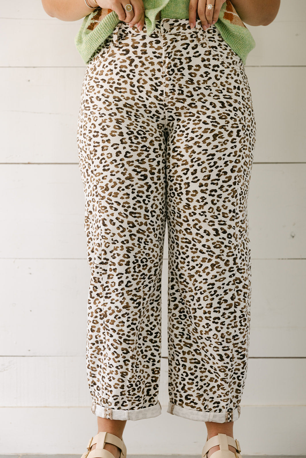 The Carlton Leopard Barrel Jean