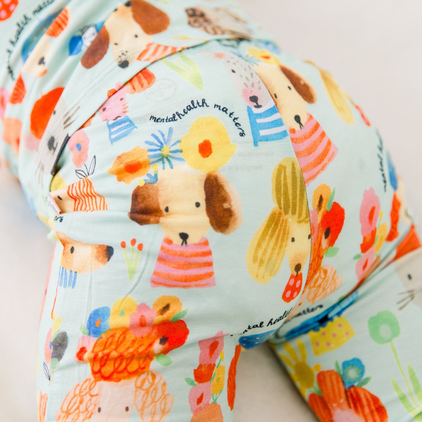 Mindful Doggos | Bamboo Short Sleeve Pajamas | "Mental Health Matters" | Thermo-Regulating, 4-Way Stretch | OEKO-Tex Safe