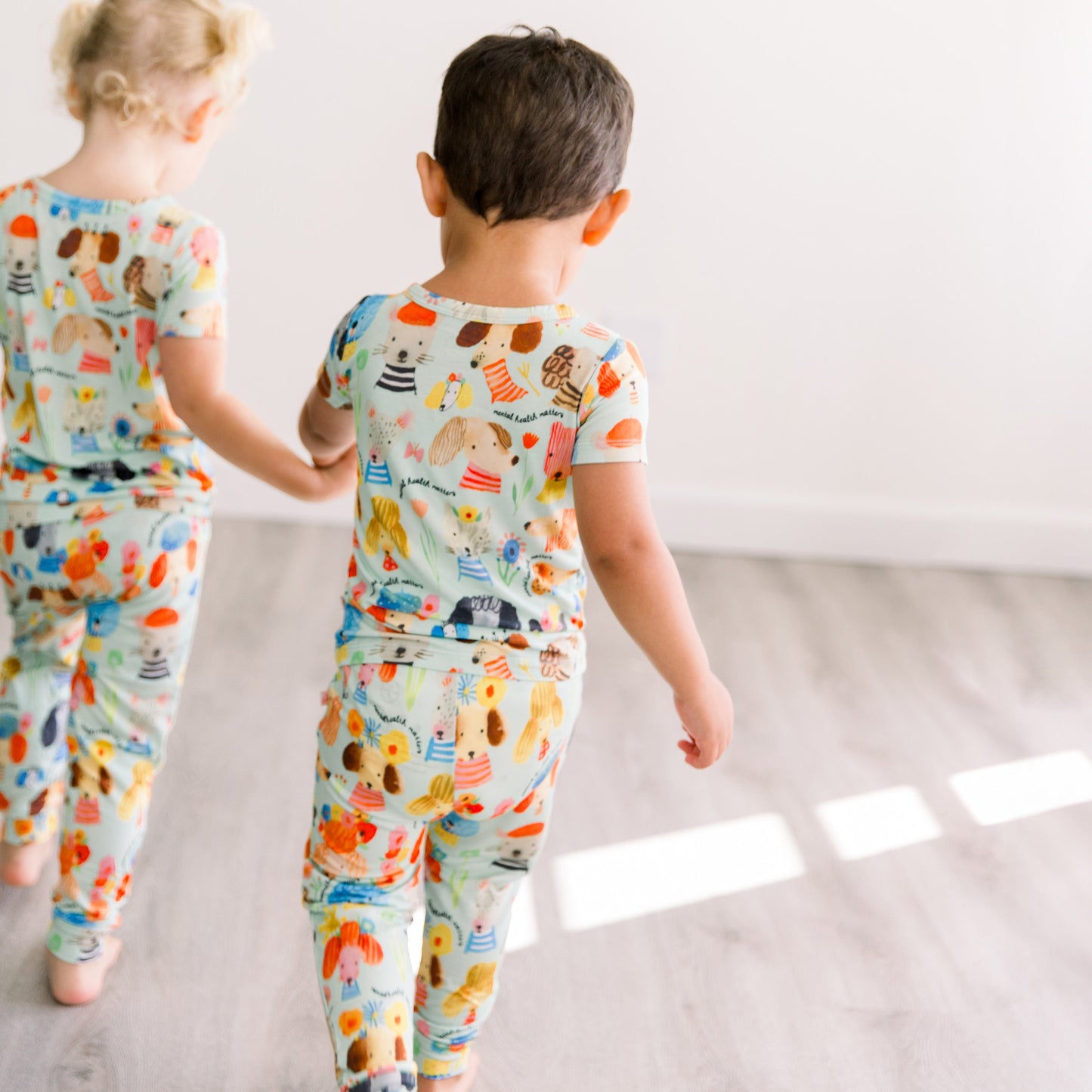 Mindful Doggos | Bamboo Short Sleeve Pajamas | "Mental Health Matters" | Thermo-Regulating, 4-Way Stretch | OEKO-Tex Safe