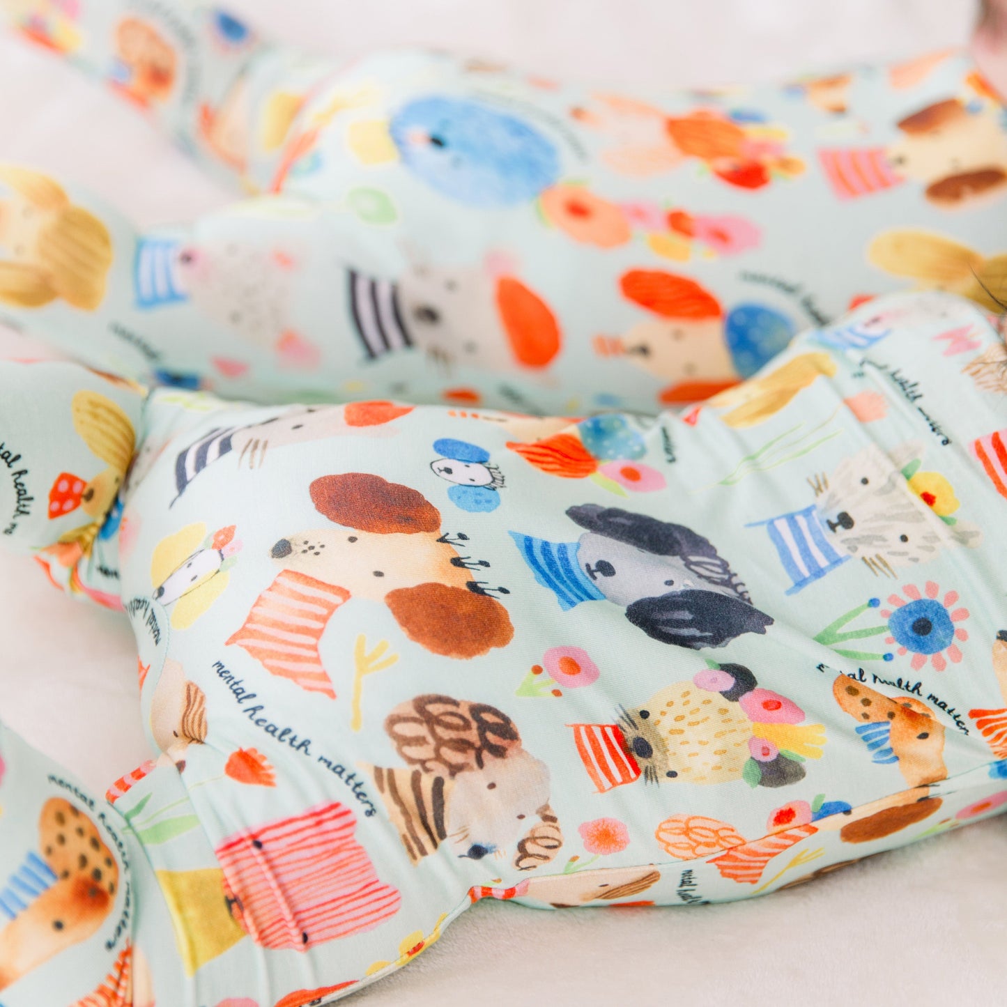 Mindful Doggos | Bamboo Footie Onesie Sleeper | "Mental Health Matters" | Thermo-Regulating, Double Zipper, 4-Way Stretch