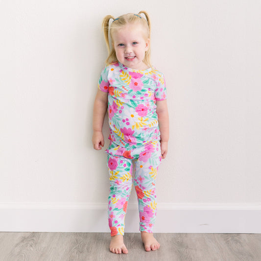 Flower Power | Bamboo Short Sleeve Pajamas | "You're Doing Great, Mama" | Thermo-Regulating, 4-Way Stretch | OEKO-Tex Safe