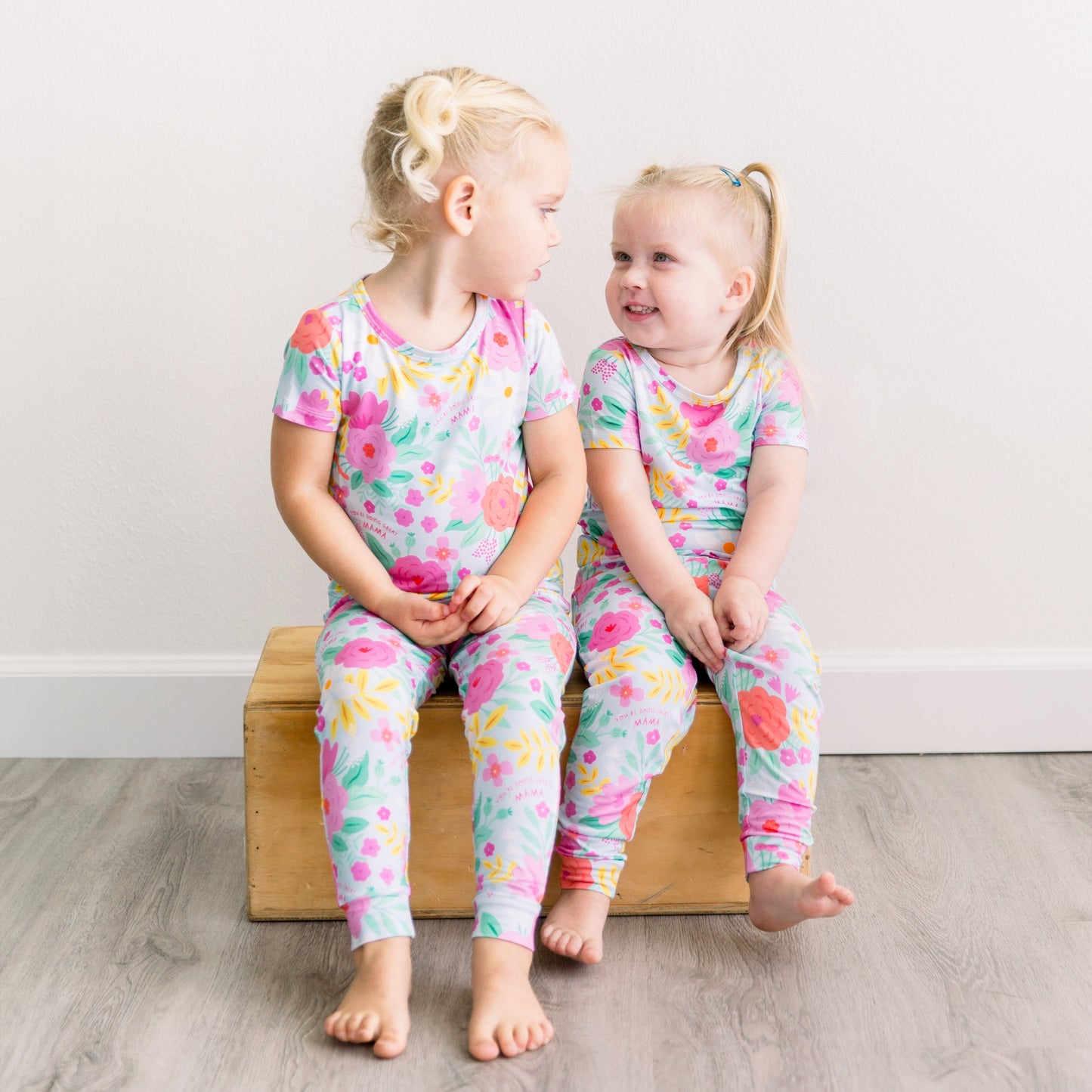 Flower Power | Bamboo Short Sleeve Pajamas | "You're Doing Great, Mama" | Thermo-Regulating, 4-Way Stretch | OEKO-Tex Safe