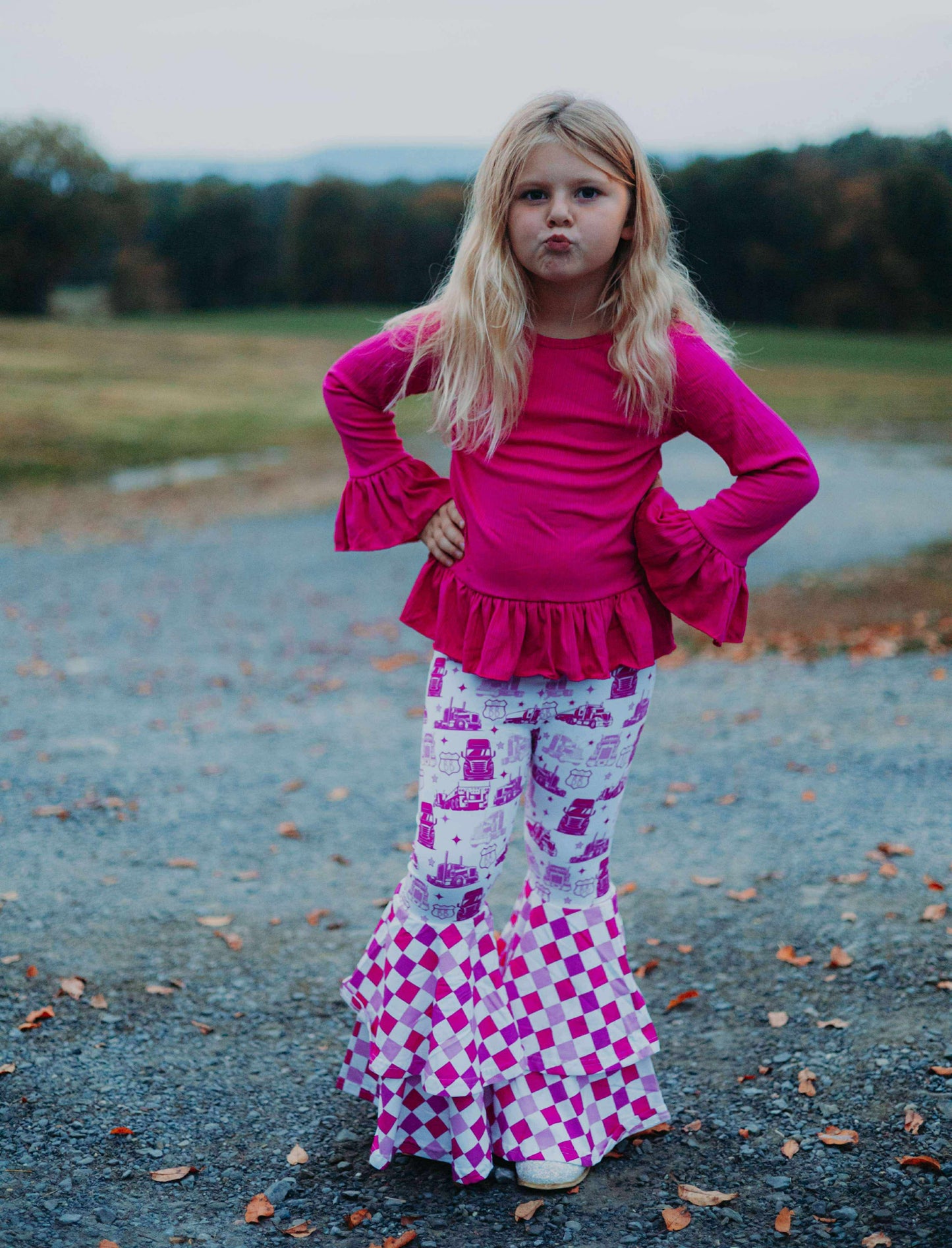 Pink Route BB Double Bell Bottoms