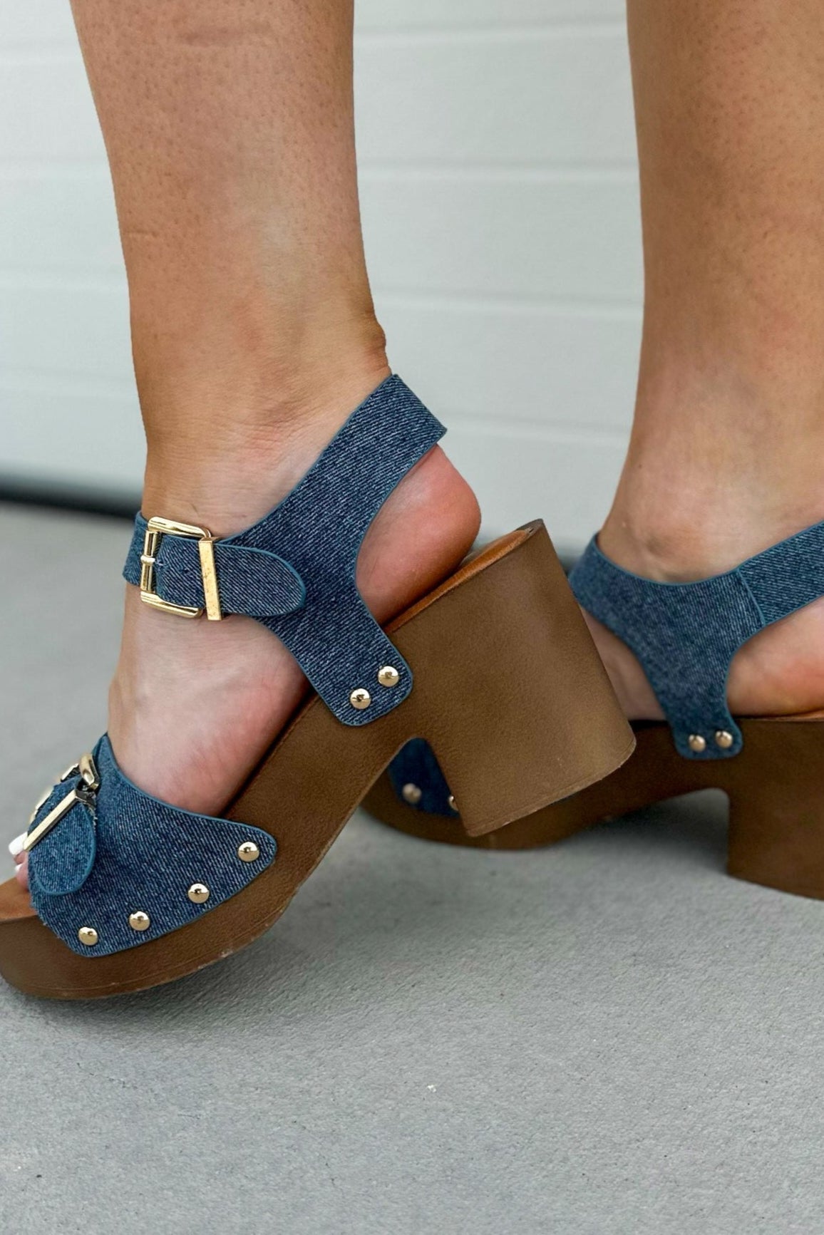 The Dakota Studded Denim Clog