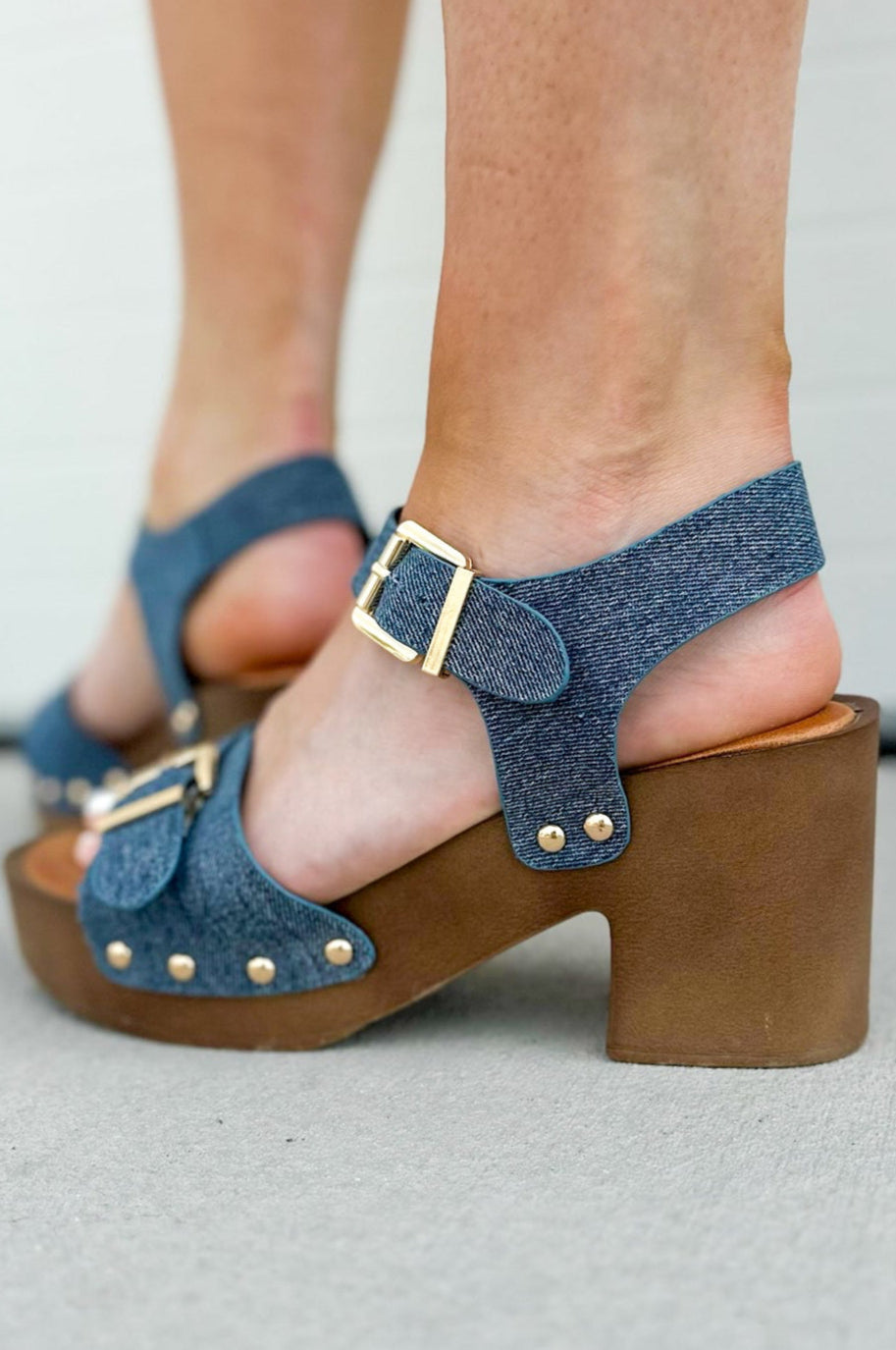 The Dakota Studded Denim Clog