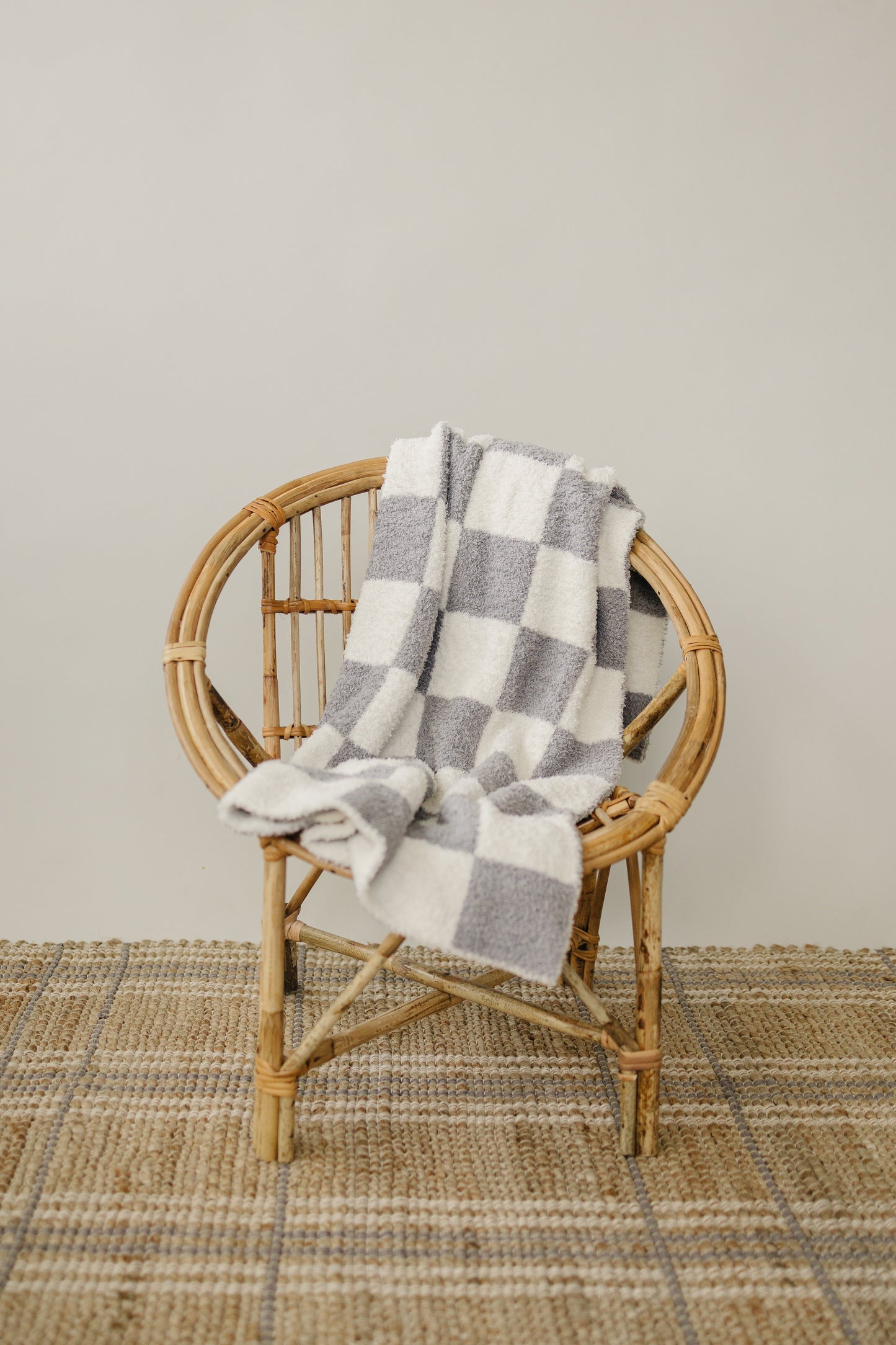 Grey Checkered Plush Blanket