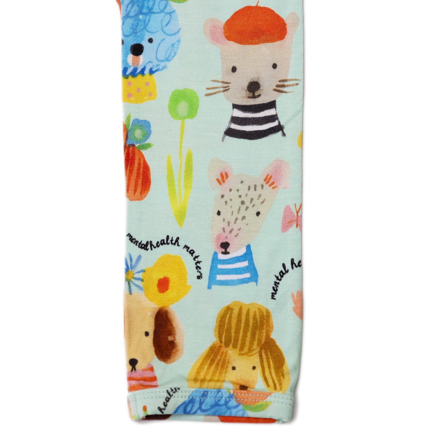 Mindful Doggos | Bamboo Footless Onesie Romper | "Mental Health Matters" | Thermo-Regulating, Double Zipper, 4-Way Stretch