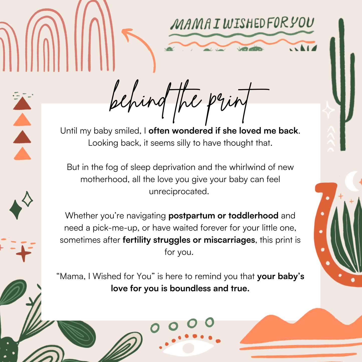 Desert Cactus Vibes | Bamboo Footie Onesie Sleeper | "Mama, I Wished for You" | Thermo-Regulating, Double Zipper, 4-Way Stretch