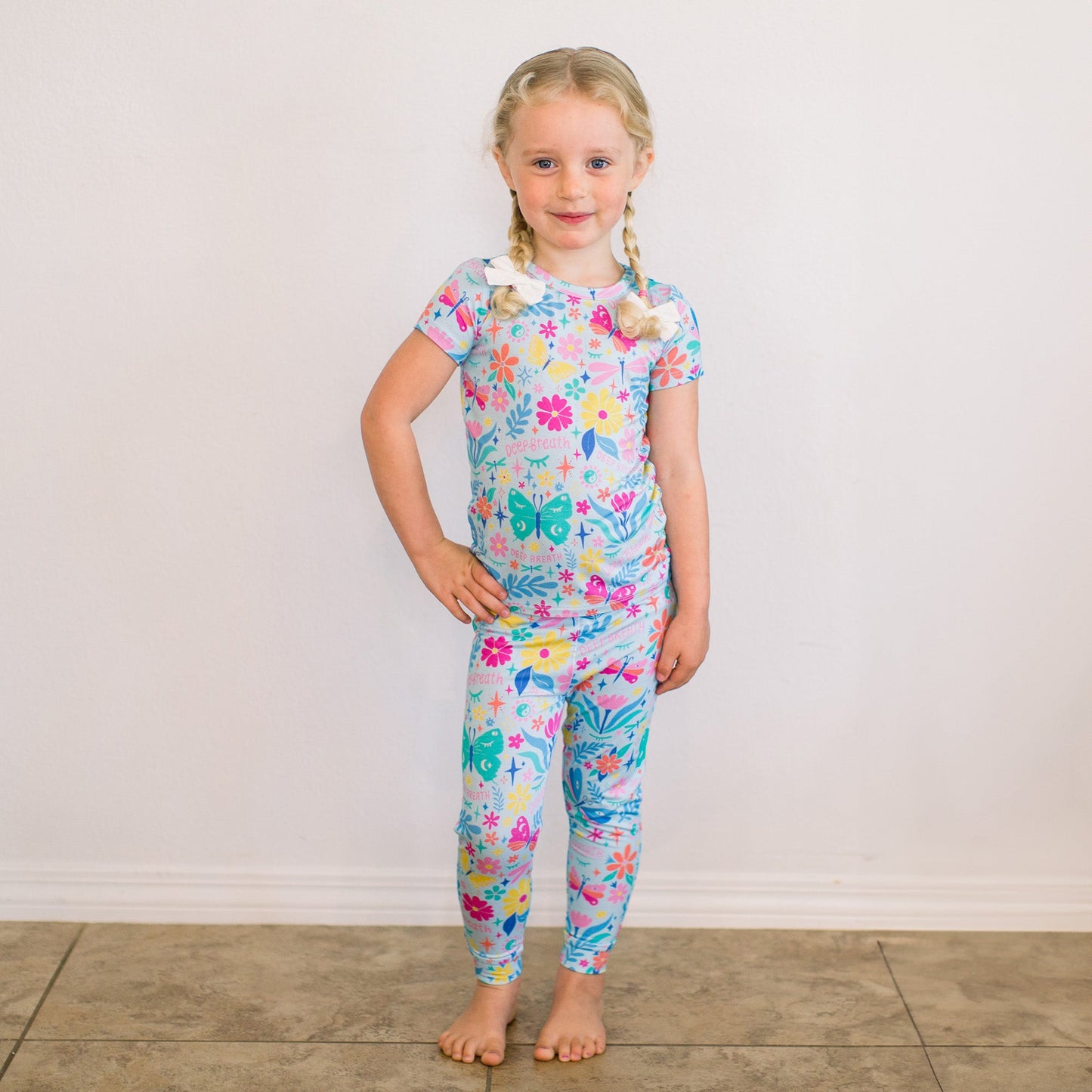 Om Baby | Bamboo Short Sleeve Pajamas | "Deep Breath" | Thermo-Regulating, 4-Way Stretch | OEKO-Tex Safe