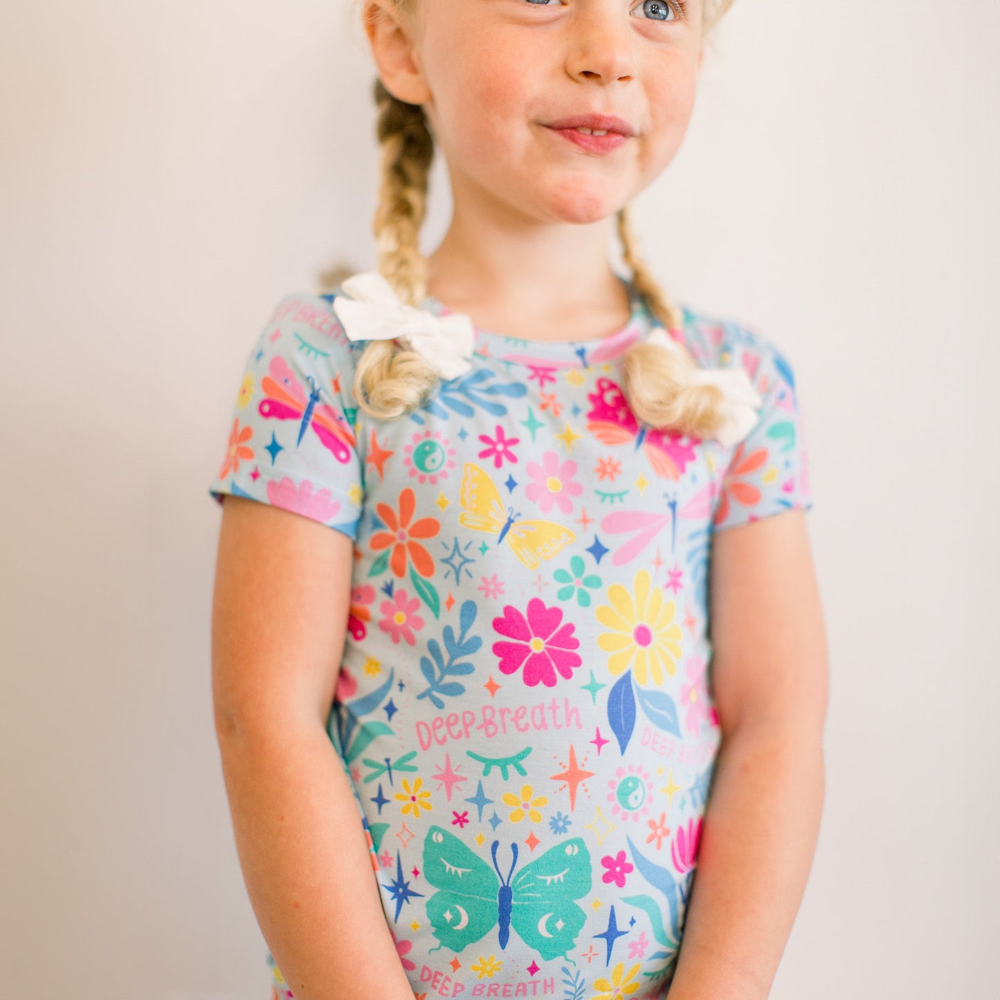 Om Baby | Bamboo Short Sleeve Pajamas | "Deep Breath" | Thermo-Regulating, 4-Way Stretch | OEKO-Tex Safe