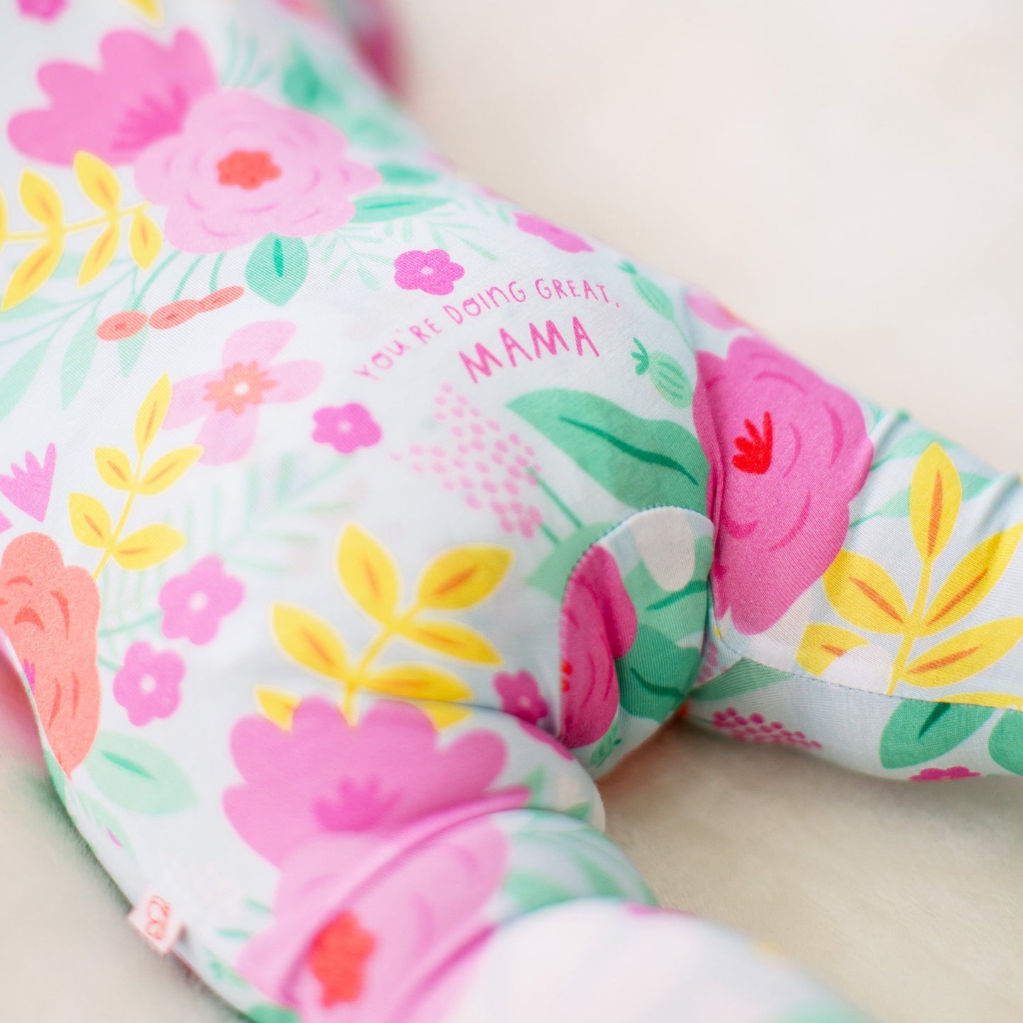 Flower Power | Bamboo Footless Onesie Romper | "You're Doing Great, Mama" | Thermo-Regulating, Double Zipper, 4-Way Stretch