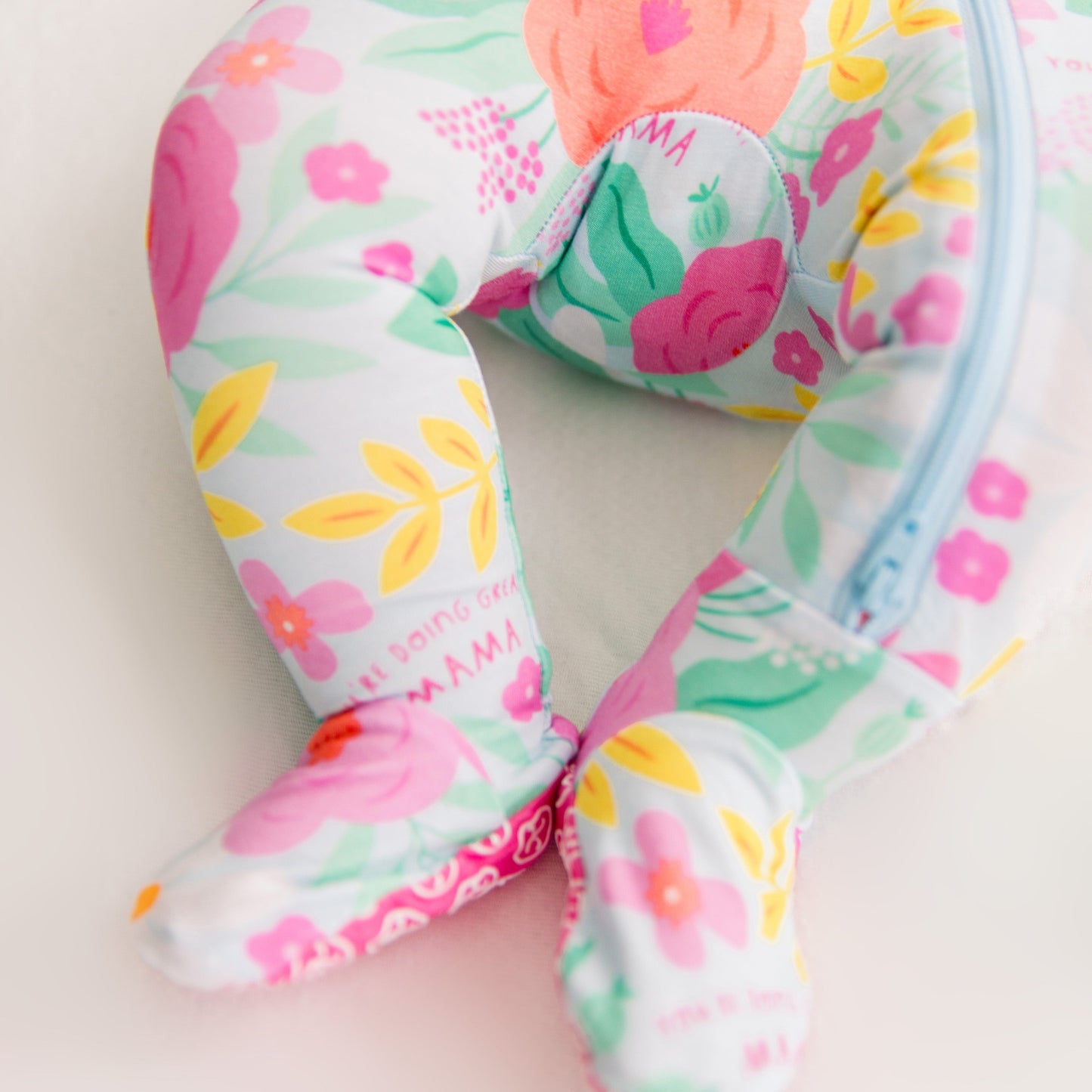 Flower Power | Bamboo Footie Onesie Sleeper | "You're Doing Great Mama" | Thermo-Regulating, Double Zipper, 4-Way Stretch