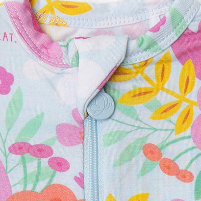 Flower Power | Bamboo Footless Onesie Romper | "You're Doing Great, Mama" | Thermo-Regulating, Double Zipper, 4-Way Stretch