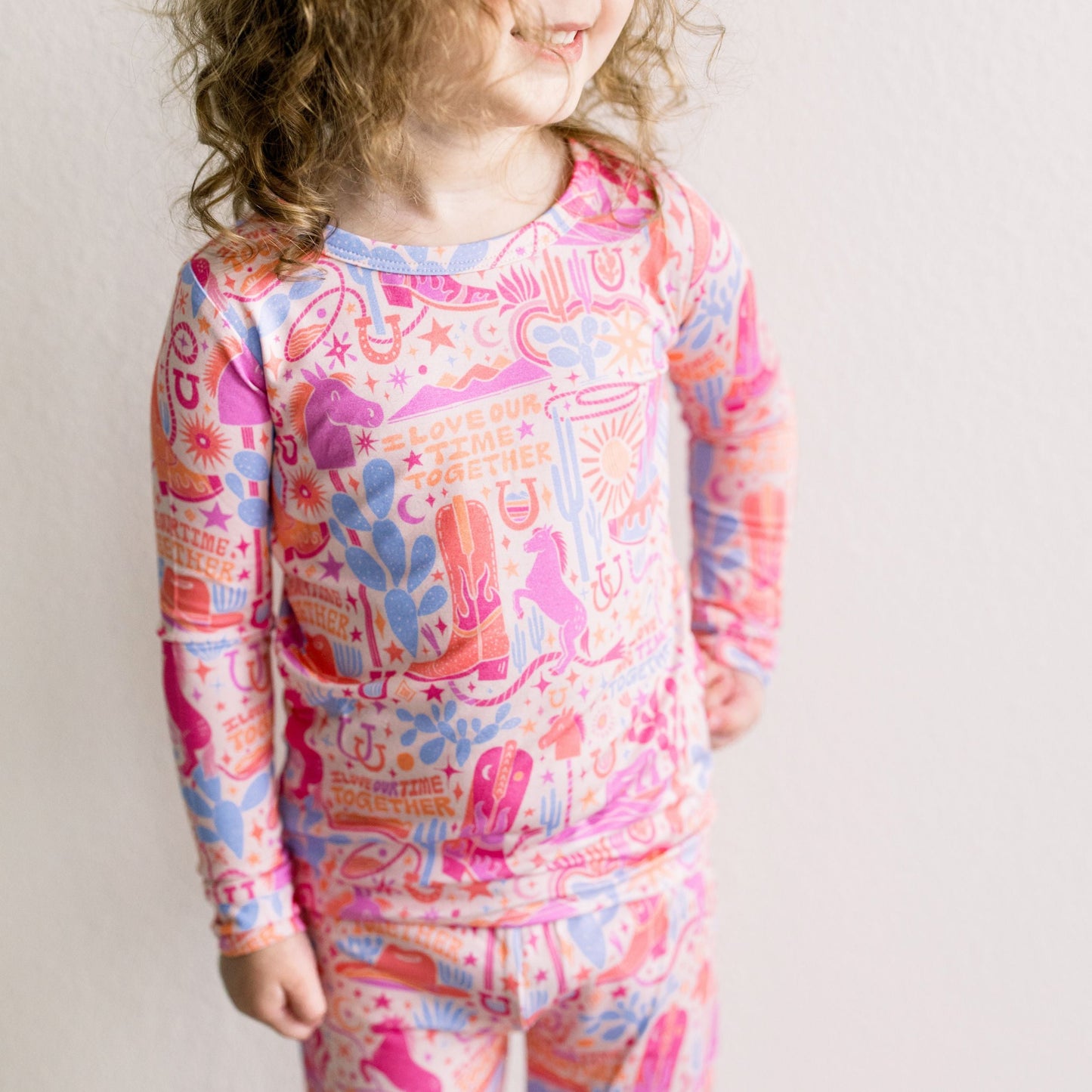 Saddle Up | Bamboo Toddler 2-Piece Pajamas | "I Love Our Time Together" | Thermo-Regulating, 4-Way Stretch | OEKO-Tex Safe