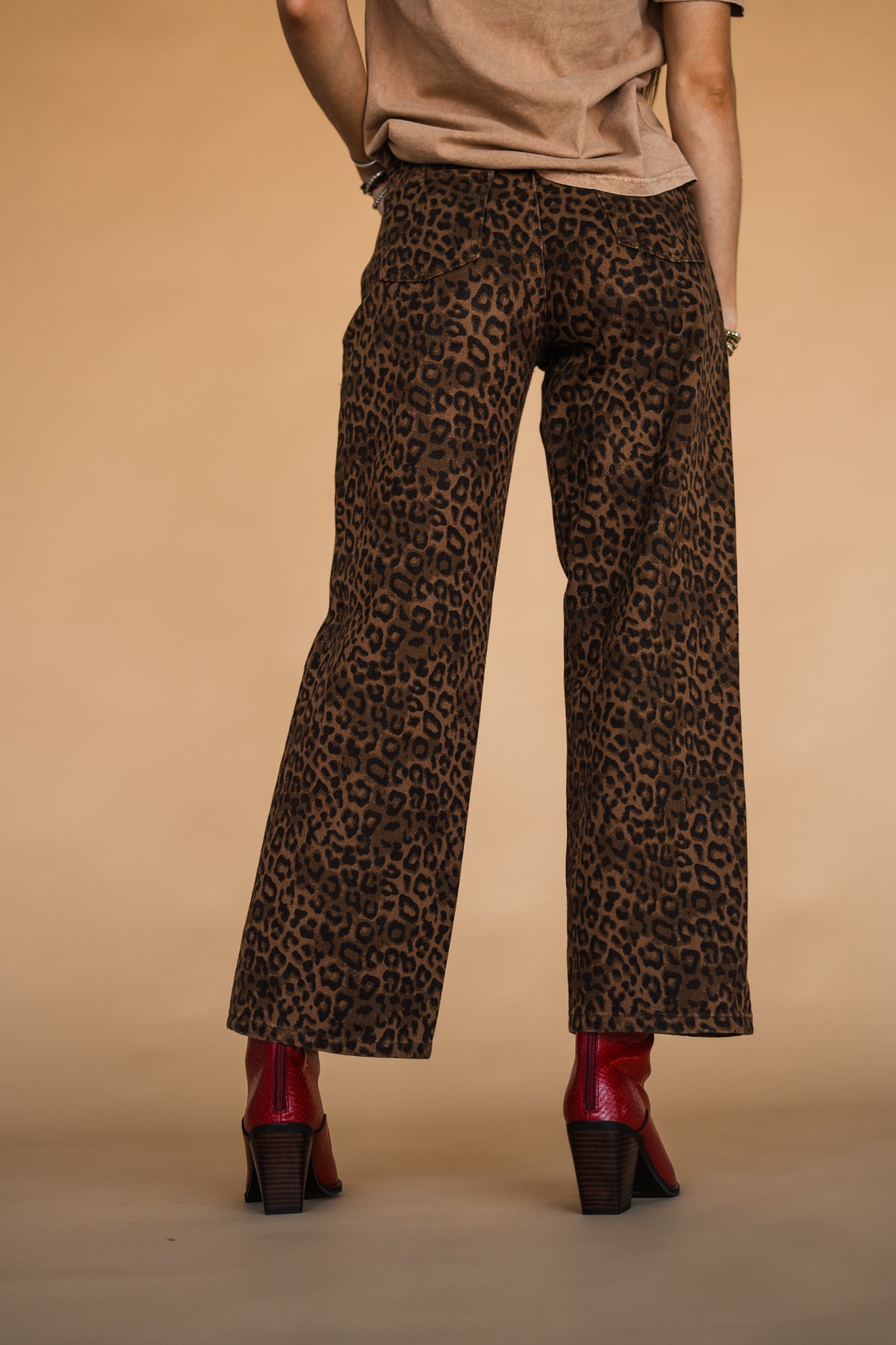 The Beckett Leopard Jean in Dark Wash
