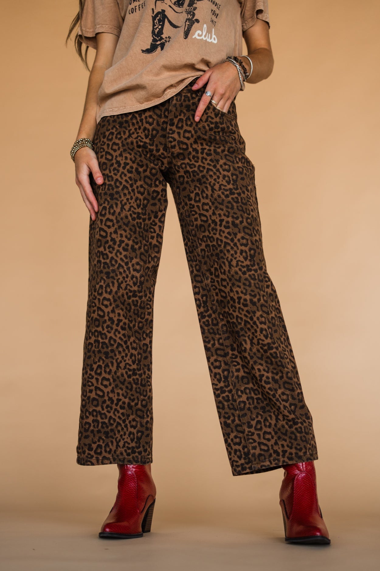 The Beckett Leopard Jean in Dark Wash
