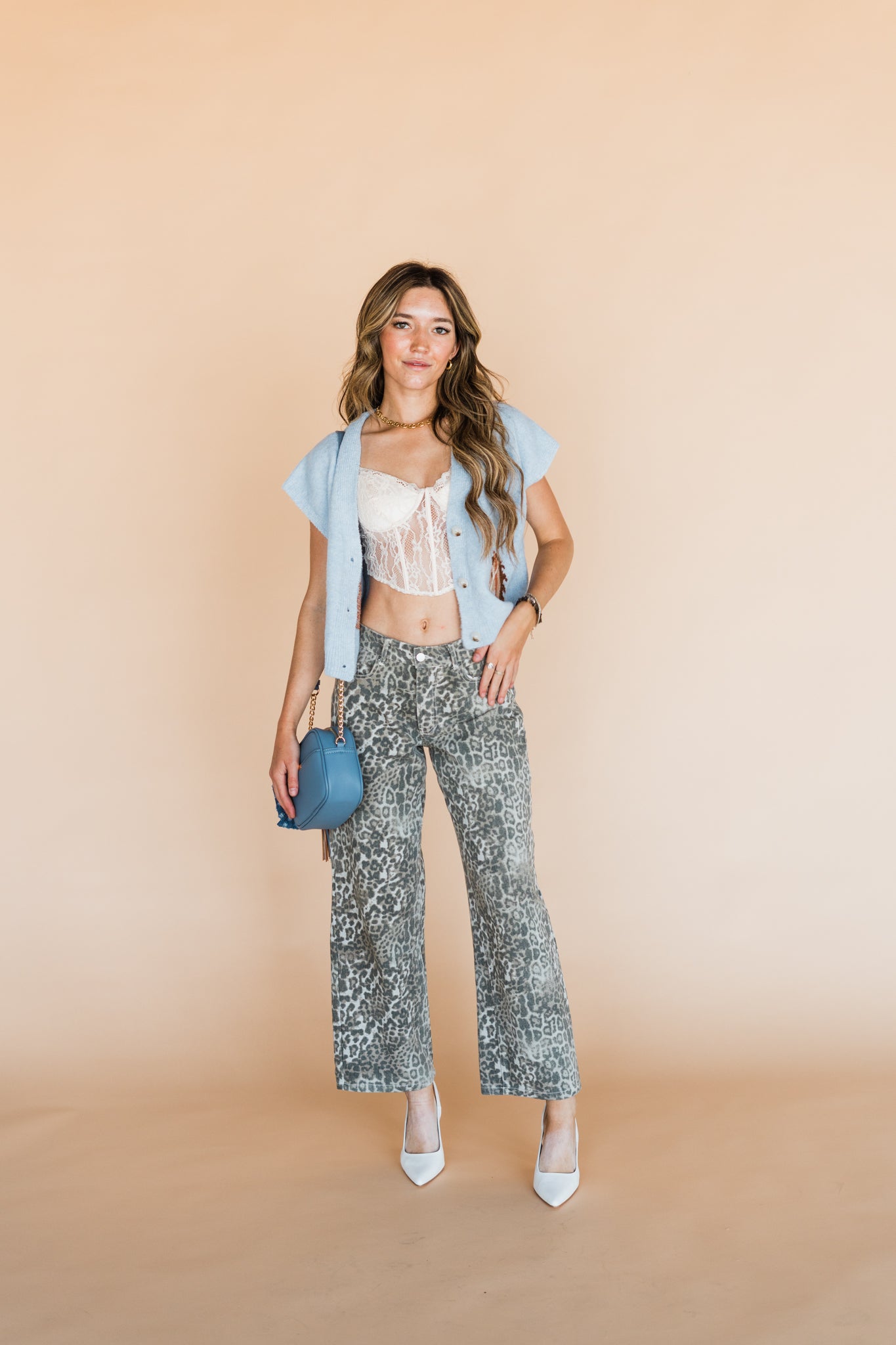 The Beckett Leopard Jean in Light Wash