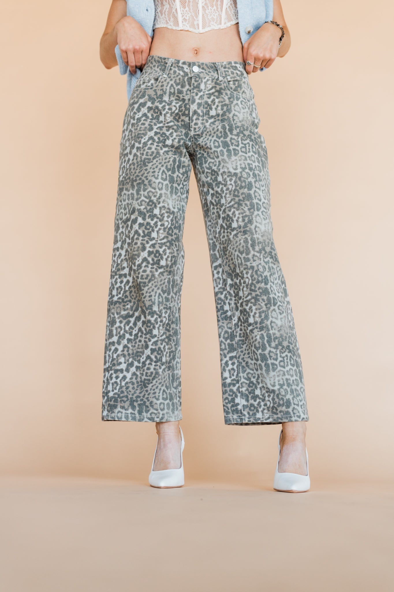 The Beckett Leopard Jean in Light Wash