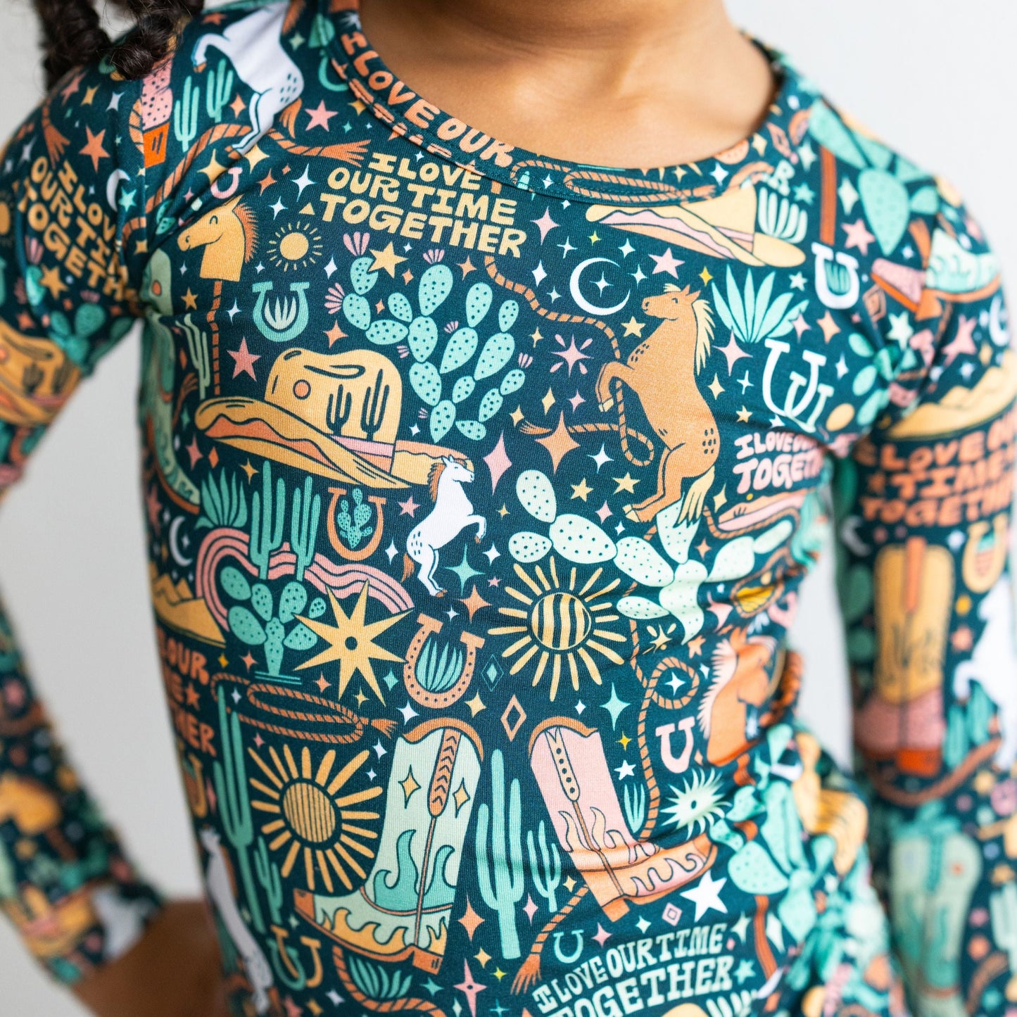 Wild West | Bamboo Toddler 2-Piece Pajamas | "I Love Our Time Together" | Thermo-Regulating, 4-Way Stretch | OEKO-Tex Safe