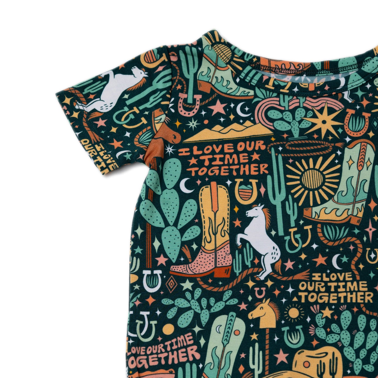 Wild West | Bamboo Toddler 2-Piece Pajamas | "I Love Our Time Together" | Thermo-Regulating, 4-Way Stretch | OEKO-Tex Safe