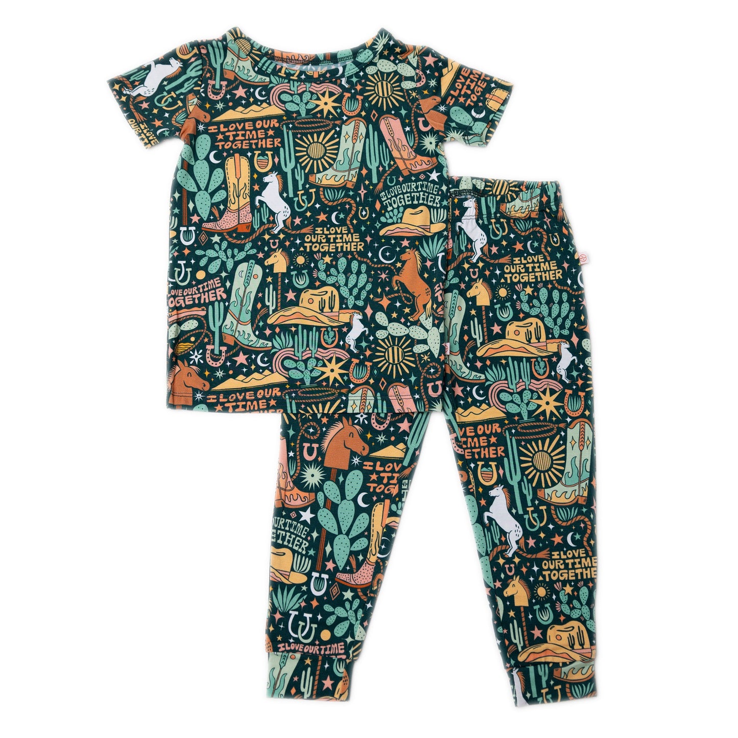 Wild West | Bamboo Toddler 2-Piece Pajamas | "I Love Our Time Together" | Thermo-Regulating, 4-Way Stretch | OEKO-Tex Safe