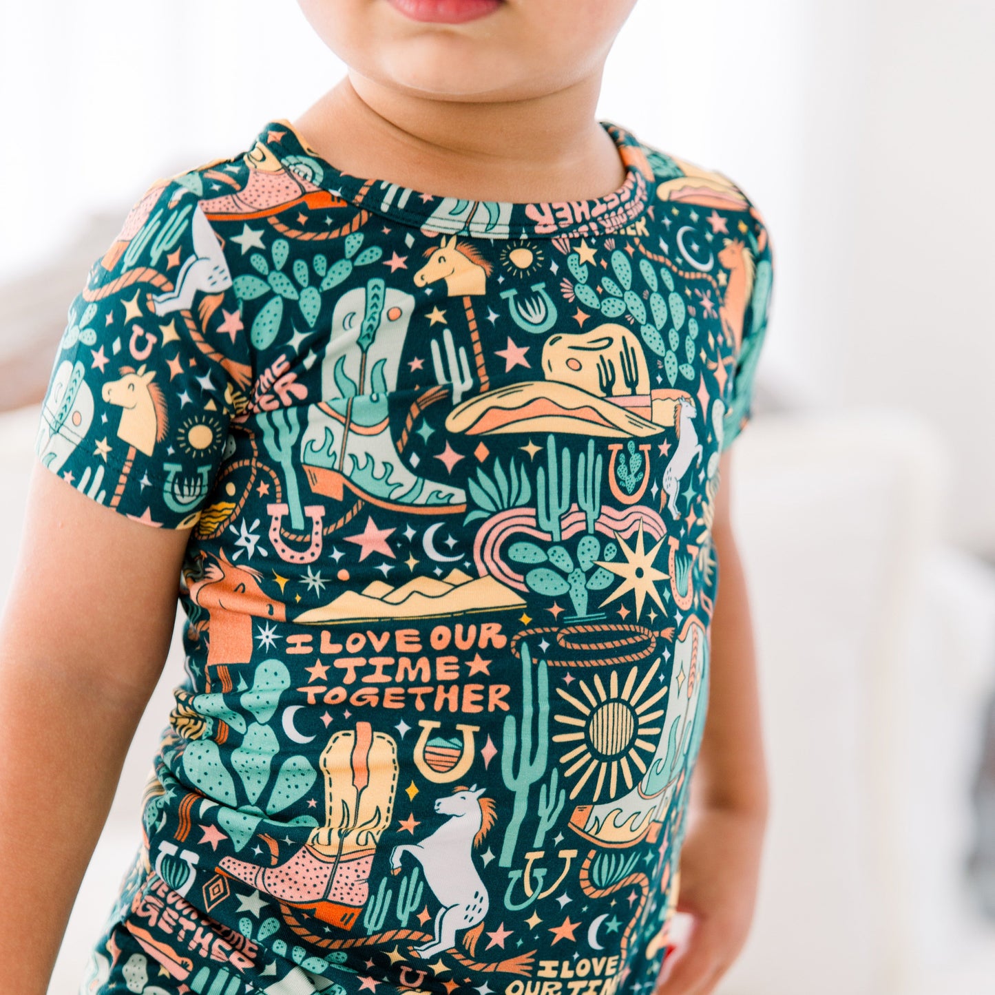 Wild West | Bamboo Toddler 2-Piece Pajamas | "I Love Our Time Together" | Thermo-Regulating, 4-Way Stretch | OEKO-Tex Safe