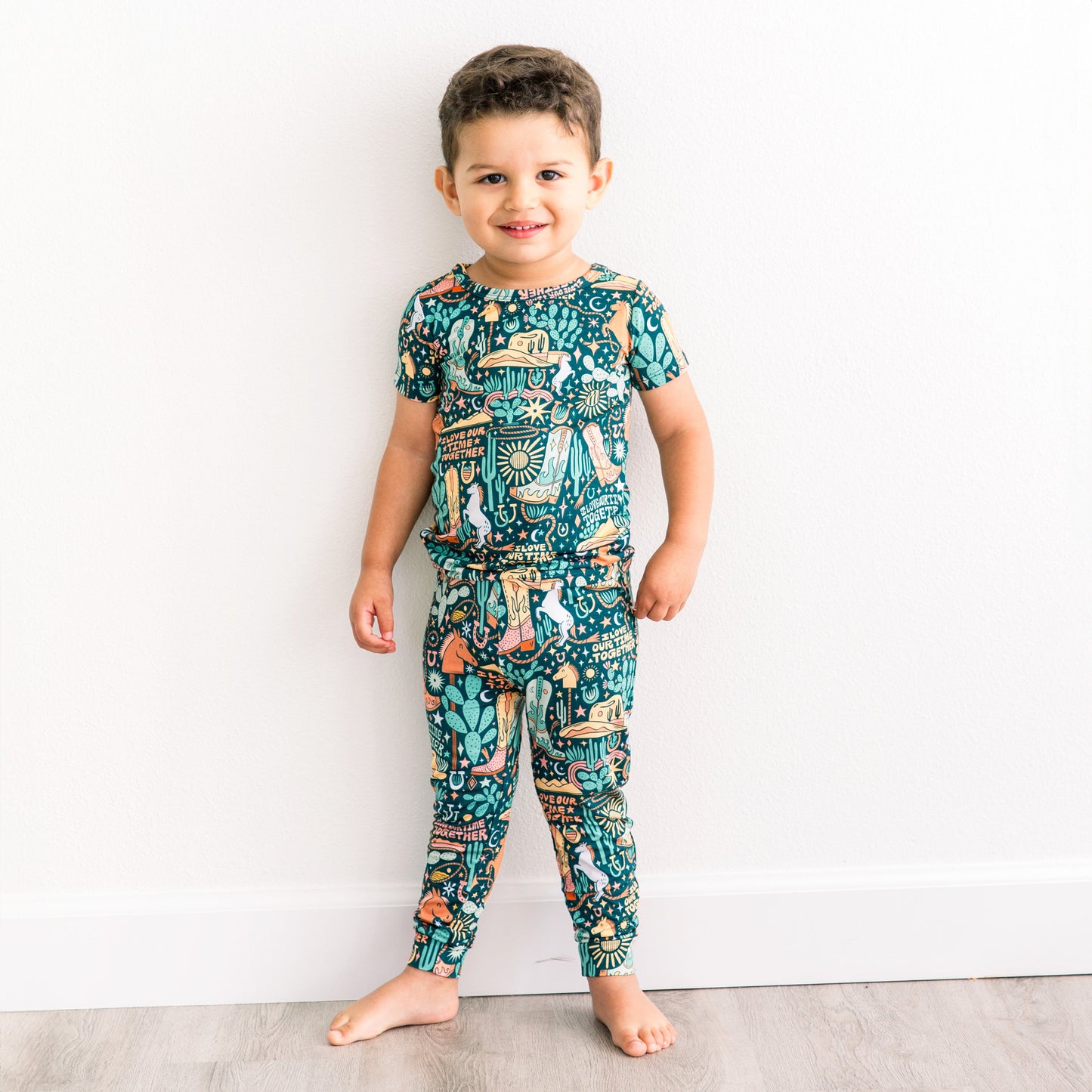 Wild West | Bamboo Toddler 2-Piece Pajamas | "I Love Our Time Together" | Thermo-Regulating, 4-Way Stretch | OEKO-Tex Safe